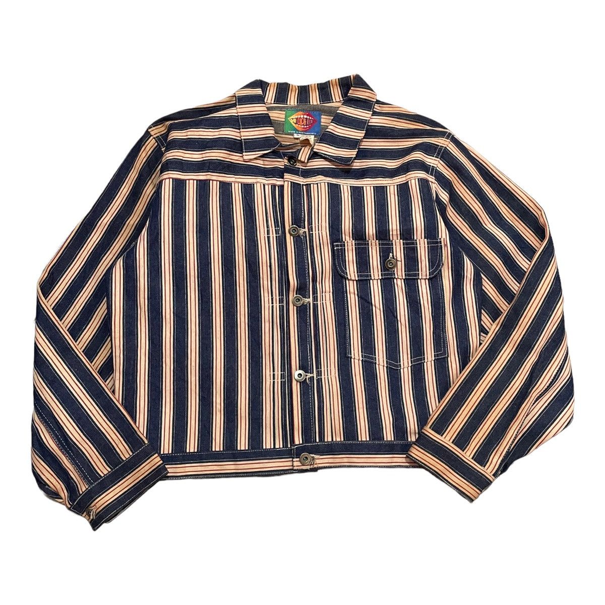 image of If Six Was Nine x Kapital Vintage Hello Hello Type 1 Denim Jacket in Stripe, Men's (Size Small)
