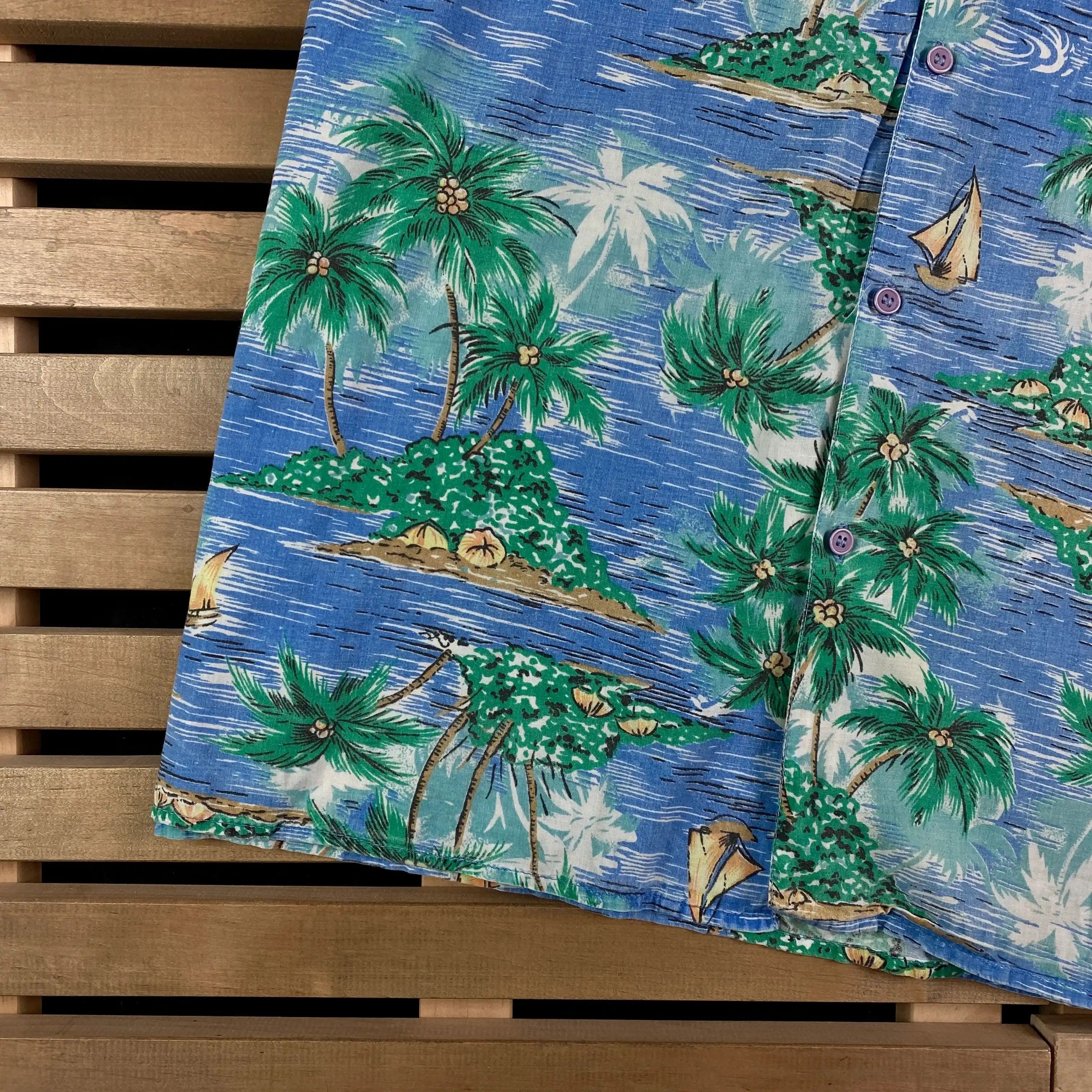 Vintage Mens Vintage Hawaiian Shirt Size L Palm Size US L / EU 52-54 / 3 - 3 Thumbnail