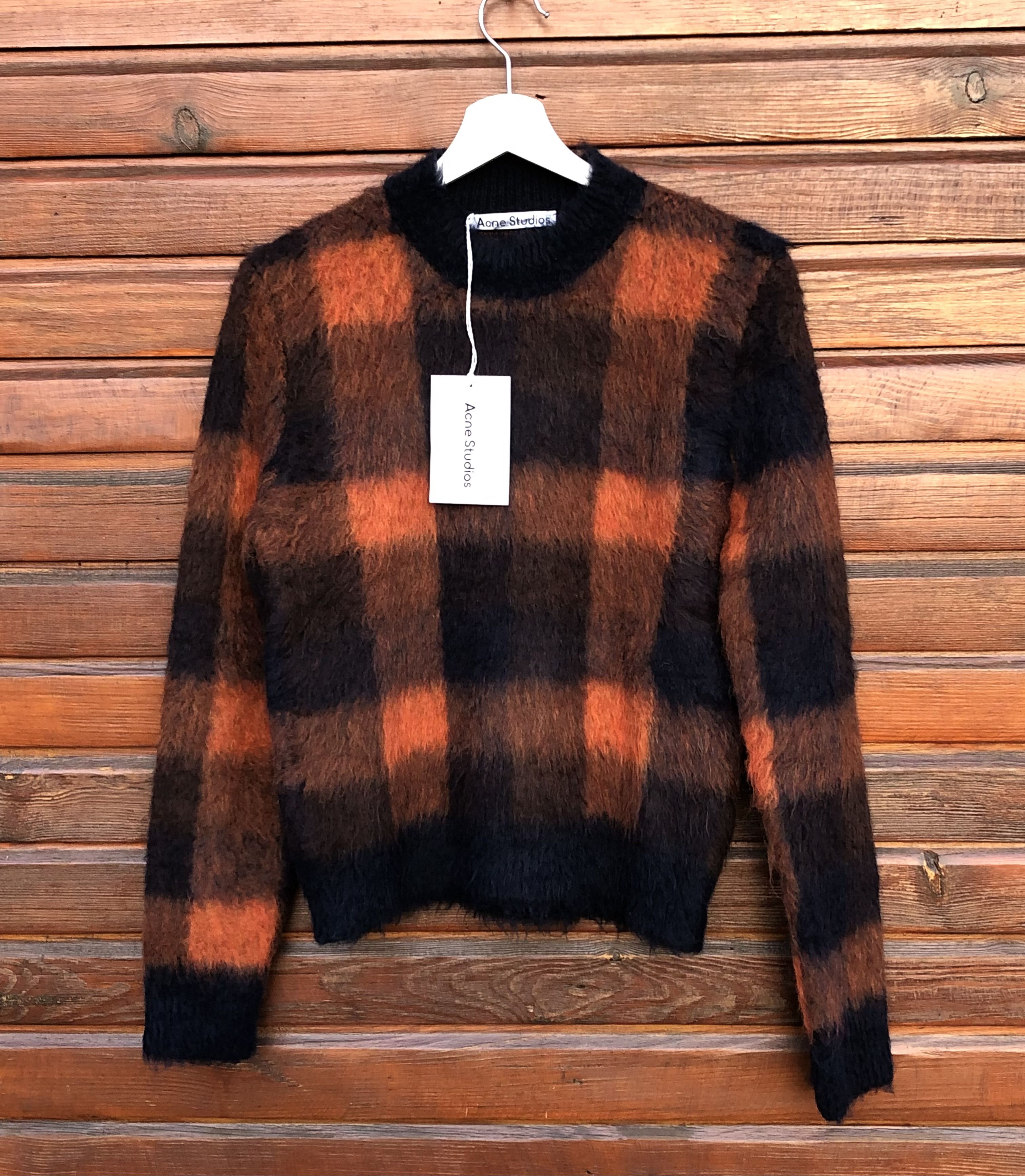 image of Acne Studios Kanya Check Alpaca Blend Fuzzy Sweater, Women's (Size Small)