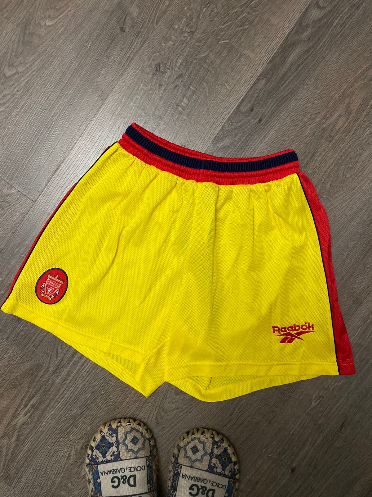 Pre-owned Reebok X Soccer Jersey Vintage Liverpool Reebok 1997 1999 Yellow Football Shorts