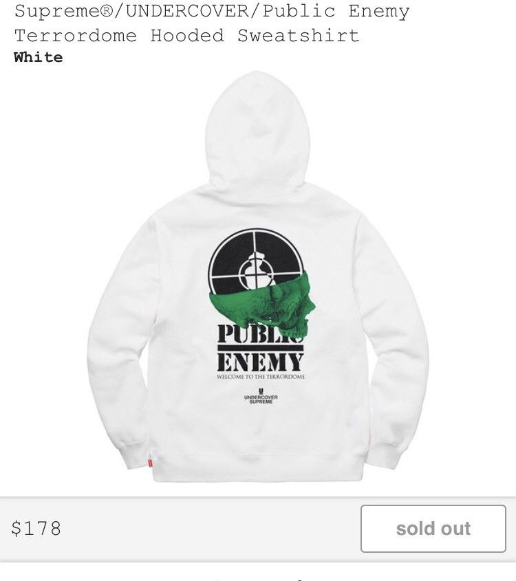 Supreme Supreme UNDERCOVER Public Enemy Terrordome Hooded Sweatshirt White Grailed