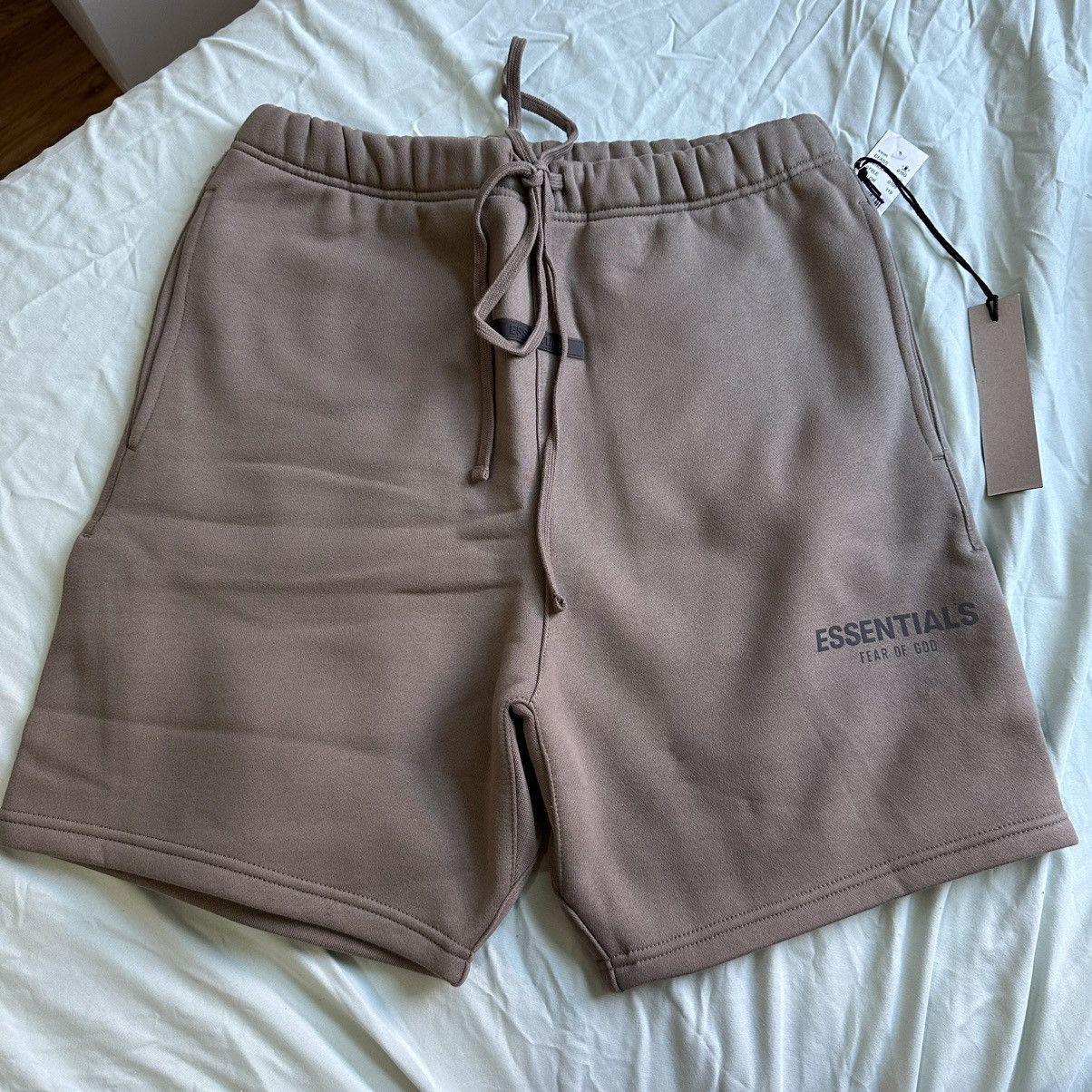 RARE Fear of god essentials taupe sweatshorts ss21
