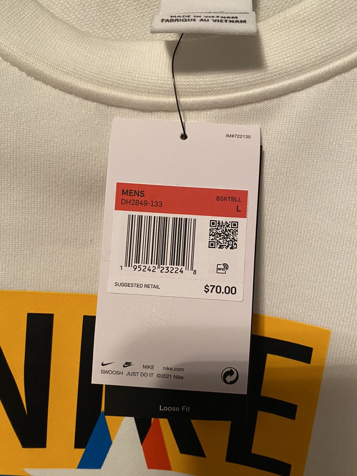 Nike Nike White Crewneck Sz L Size US L / EU 52-54 / 3 - 3 Thumbnail