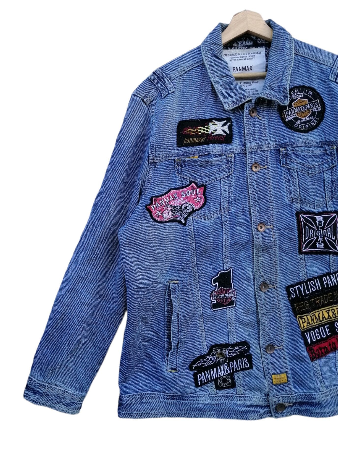 Japanese Brand × Vintage Vintage Panmax Paris Fashion Denim Patches Jacket Size US M / EU 48-50 / 2 - 5 Thumbnail