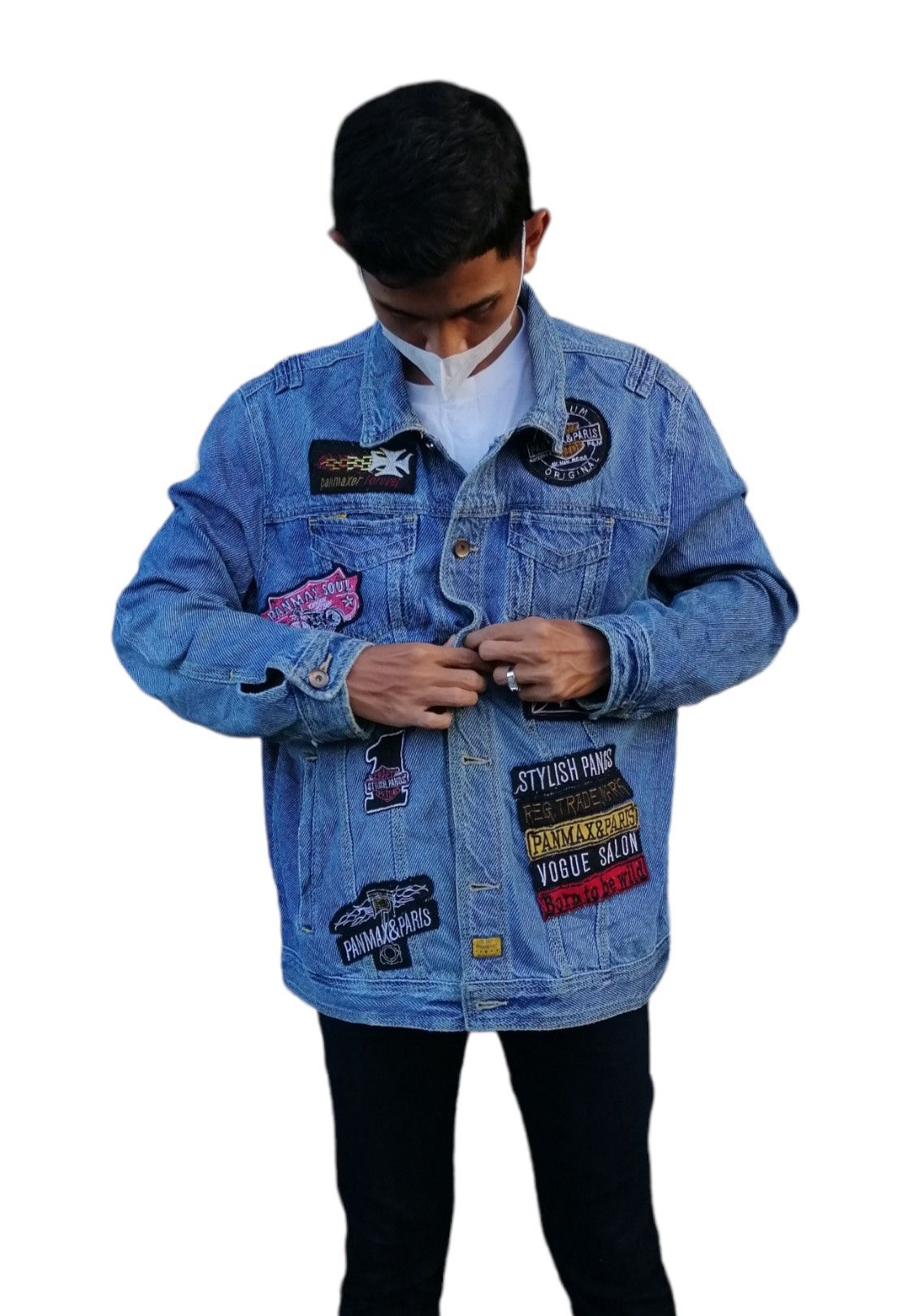 Japanese Brand × Vintage Vintage Panmax Paris Fashion Denim Patches Jacket Size US M / EU 48-50 / 2 - 3 Thumbnail