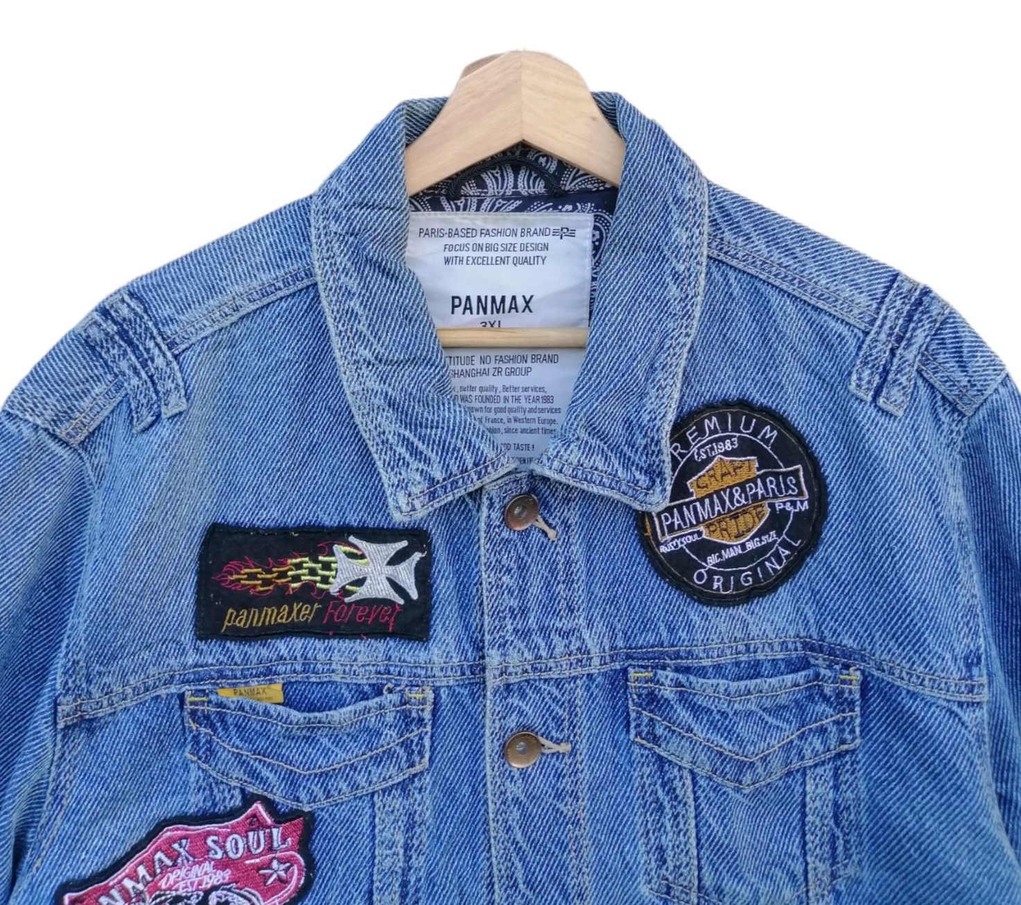 Japanese Brand × Vintage Vintage Panmax Paris Fashion Denim Patches Jacket Size US M / EU 48-50 / 2 - 8 Thumbnail