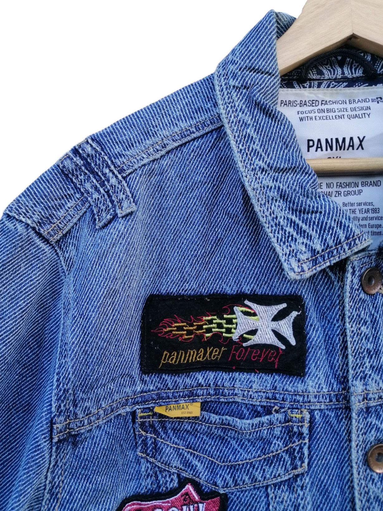 Japanese Brand × Vintage Vintage Panmax Paris Fashion Denim Patches Jacket Size US M / EU 48-50 / 2 - 9 Thumbnail