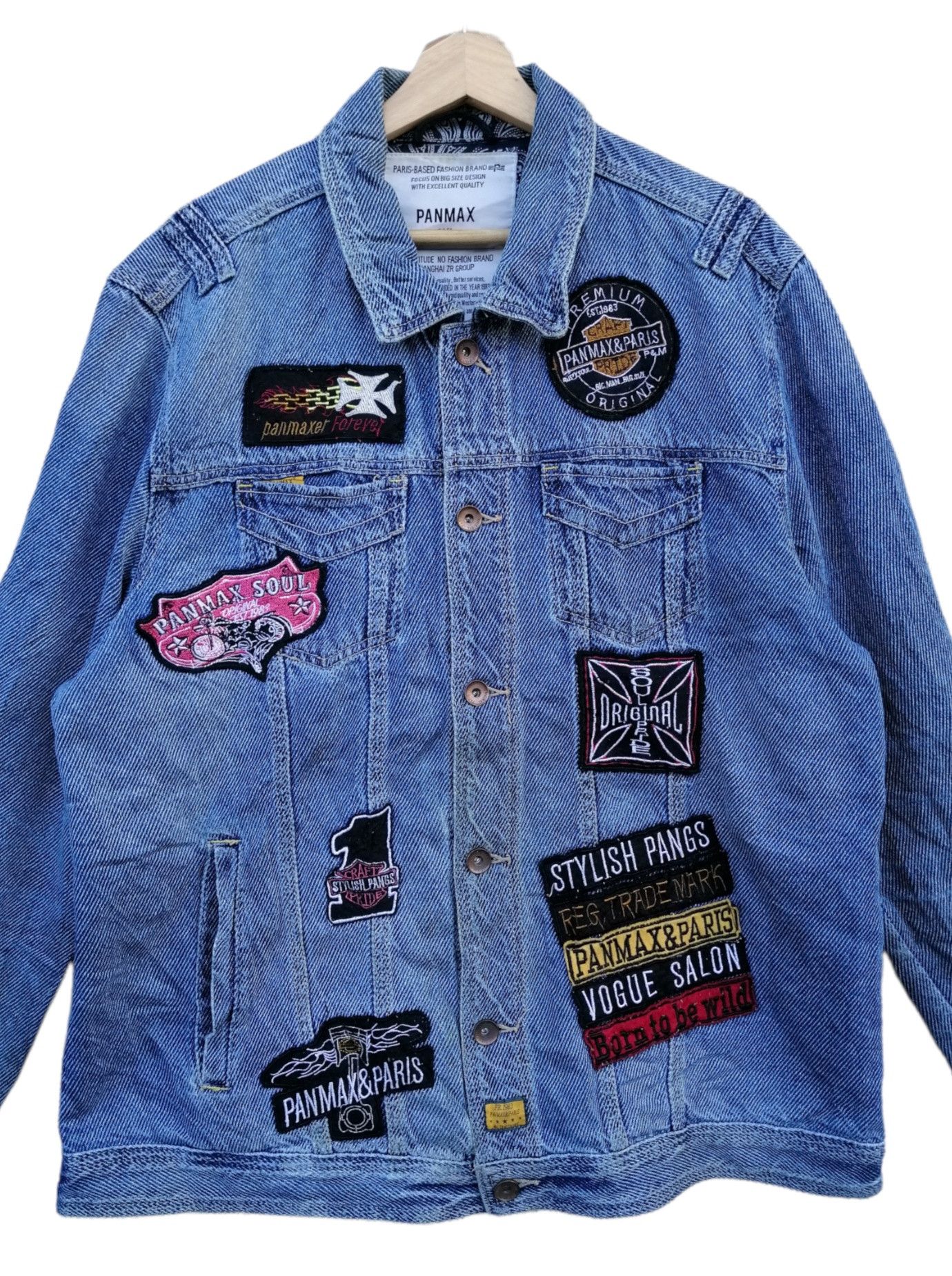 Japanese Brand × Vintage Vintage Panmax Paris Fashion Denim Patches Jacket Size US M / EU 48-50 / 2 - 4 Thumbnail