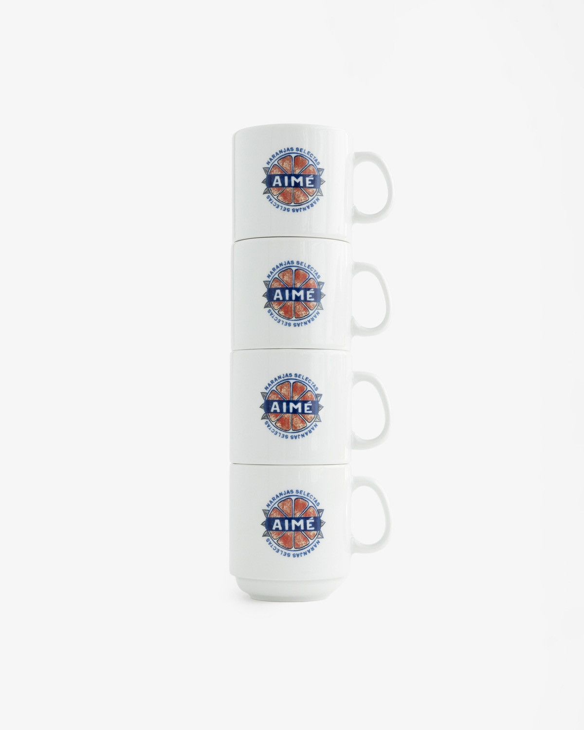 image of Aime Leon Dore Orange Stamp Stackable Mugs in White, Men's