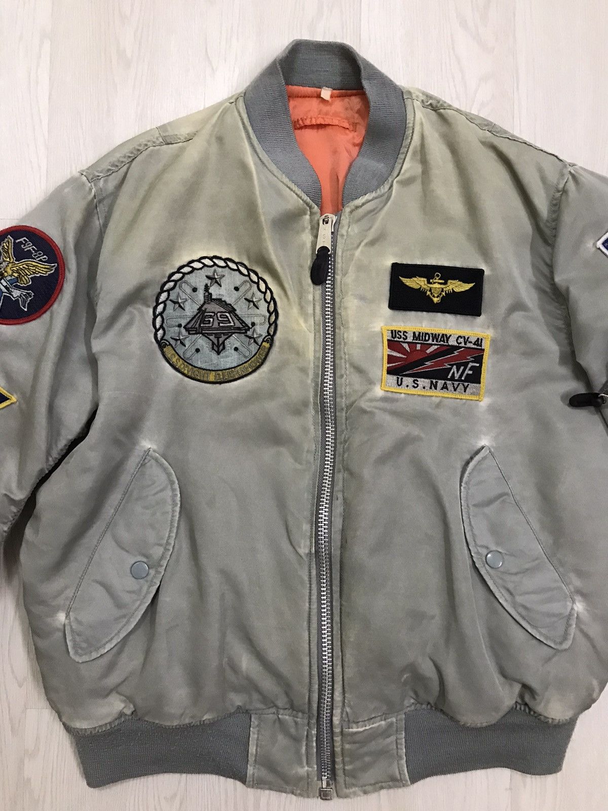 Vintage 💥RARE💥 Vintage US Navy Ma-1 Bomber Jacket Size US L / EU 52-54 / 3 - 3 Thumbnail