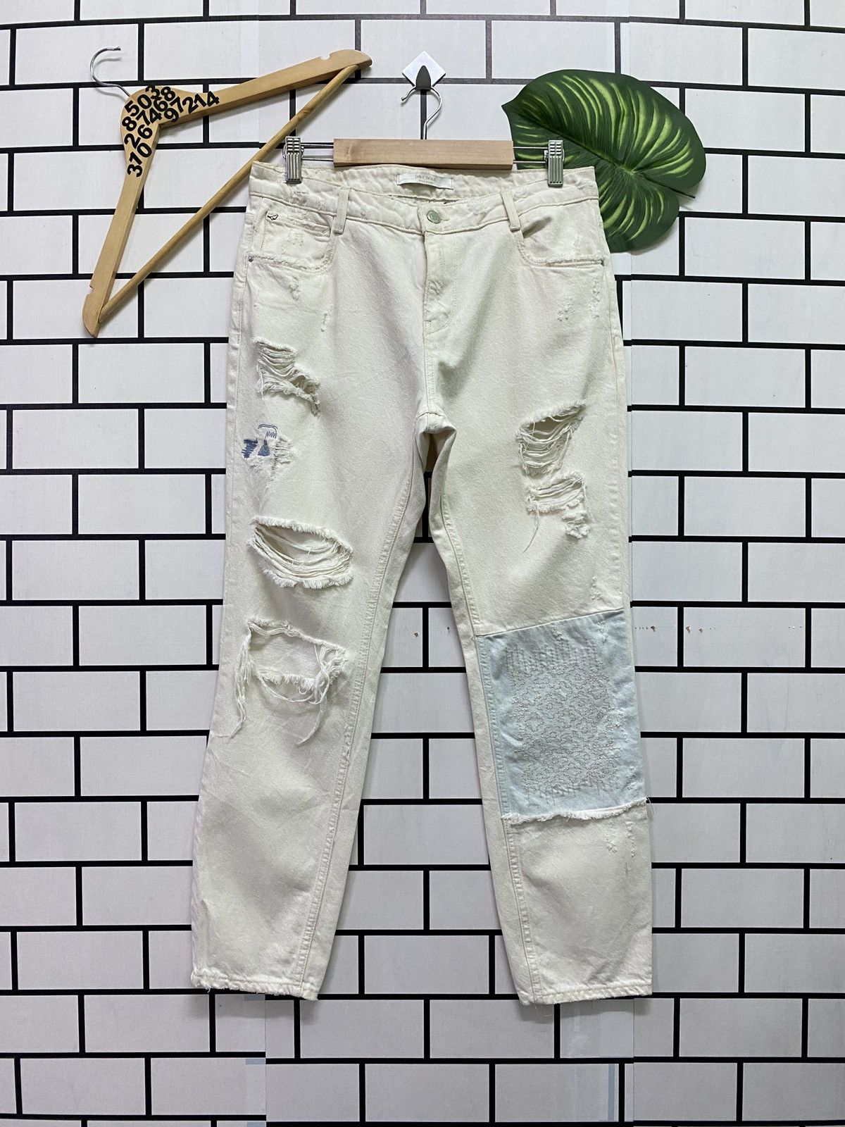 Designer × Zara ZARA TRAFALUC Denim Maker Patchwork/ Shisako Distressd Denim Size US 30 / EU 46 - 1 Thumbnail