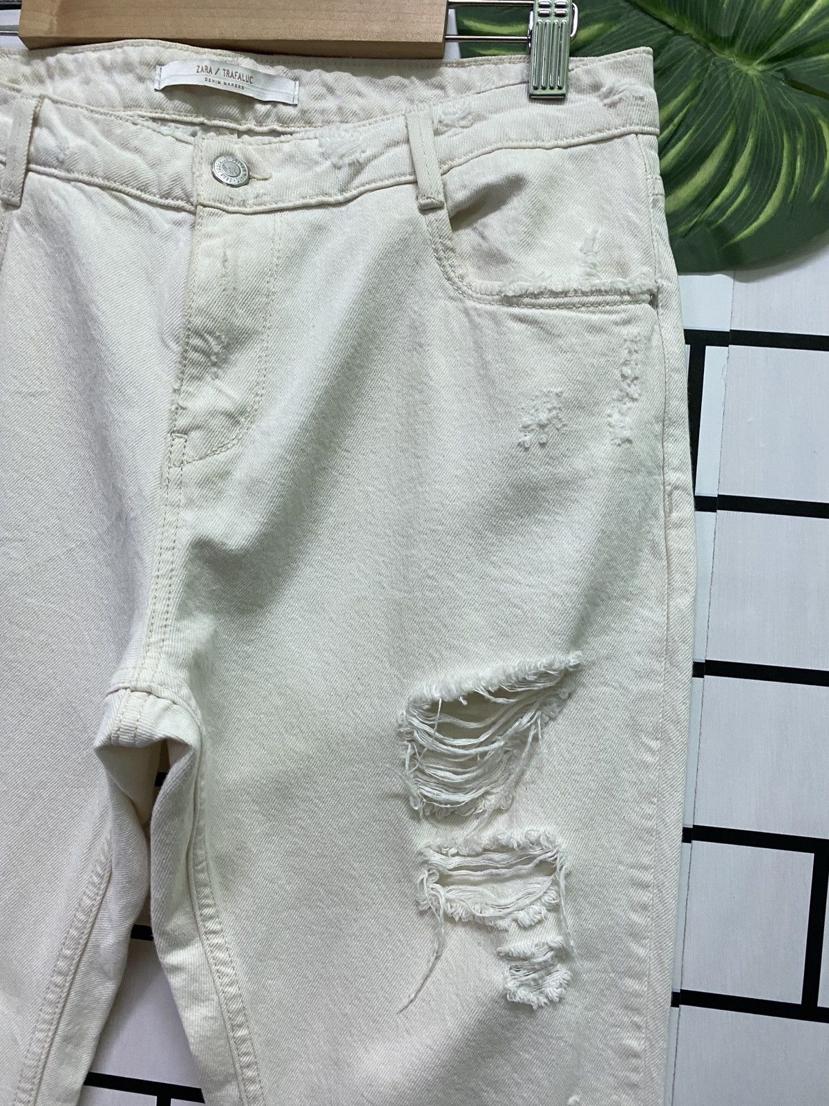 Designer × Zara ZARA TRAFALUC Denim Maker Patchwork/ Shisako Distressd Denim Size US 30 / EU 46 - 5 Thumbnail