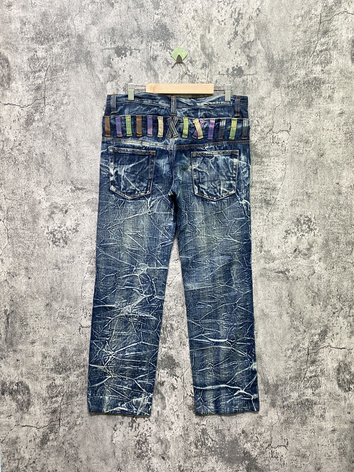 Designer × Japanese Brand Double Waist Claw Mark International World Denim Jeans Size US 32 / EU 48 - 2 Thumbnail