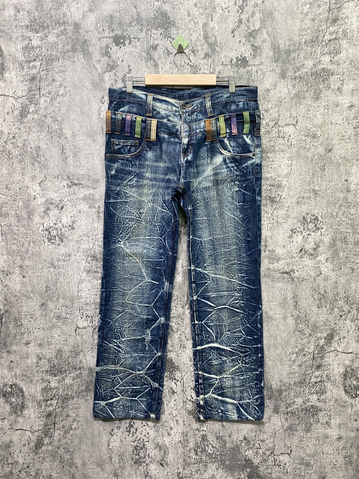 Designer × Japanese Brand Double Waist Claw Mark International World Denim Jeans Size US 32 / EU 48 - 1 Thumbnail