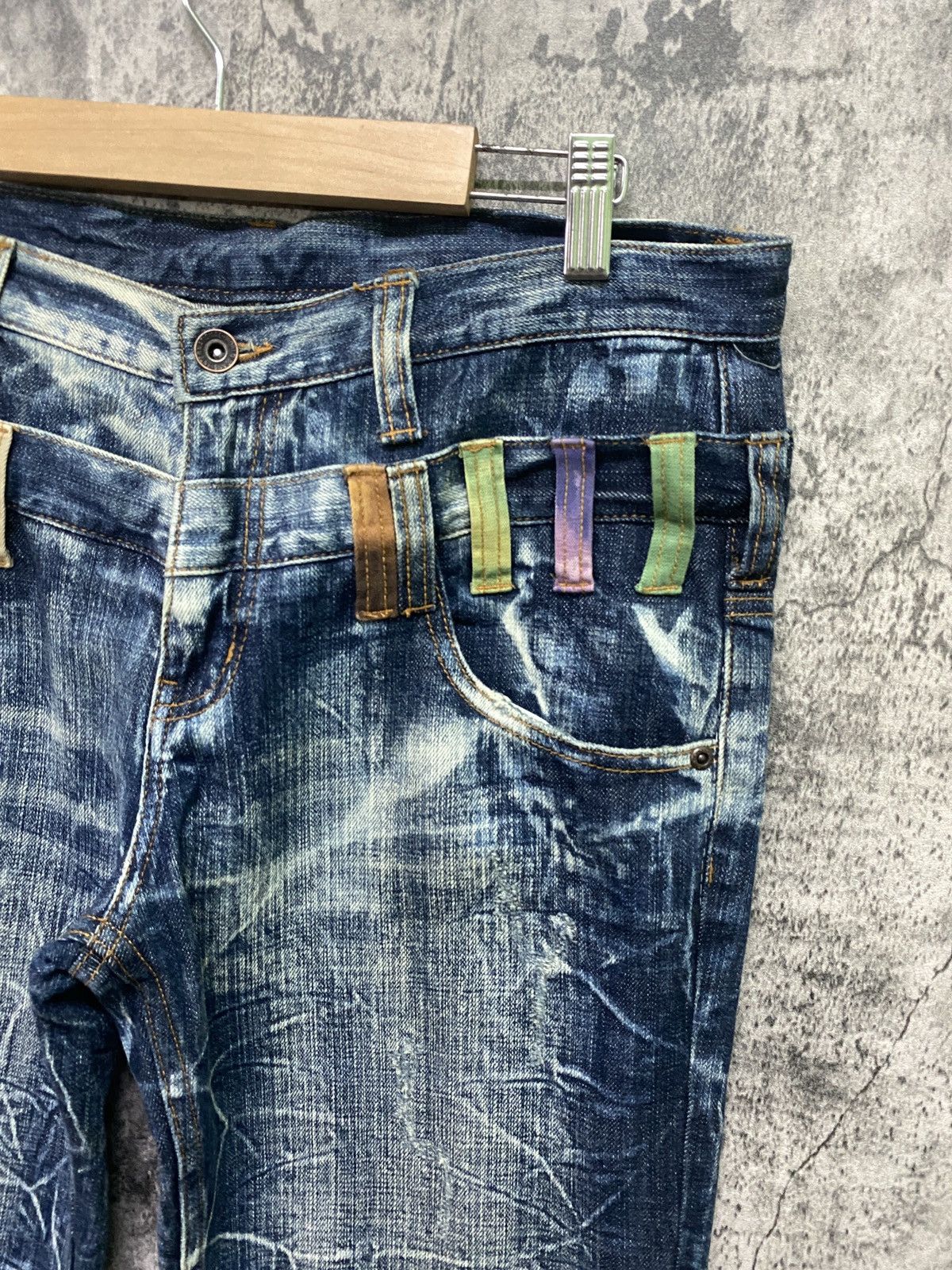 Designer × Japanese Brand Double Waist Claw Mark International World Denim Jeans Size US 32 / EU 48 - 5 Thumbnail