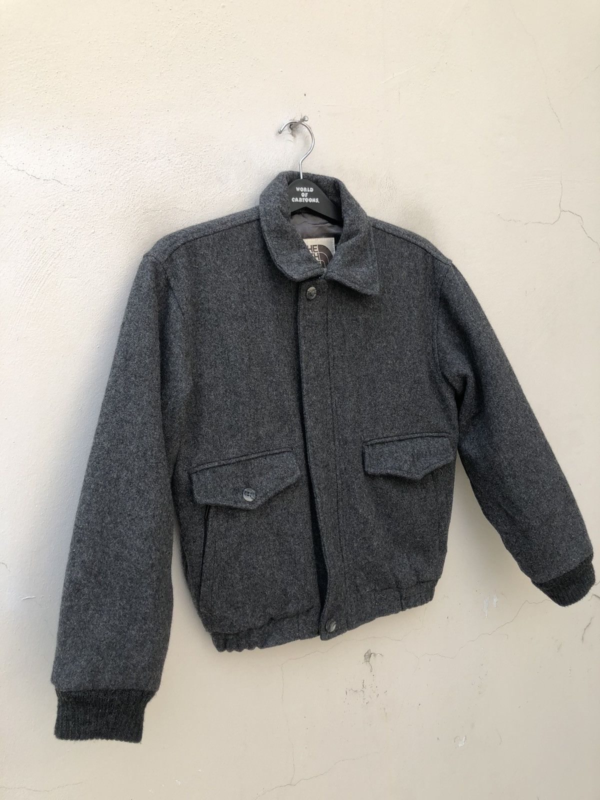 The North Face Vintage 90s The North Face Grey Wool Jacket Bomber Size US S / EU 44-46 / 1 - 2 Thumbnail