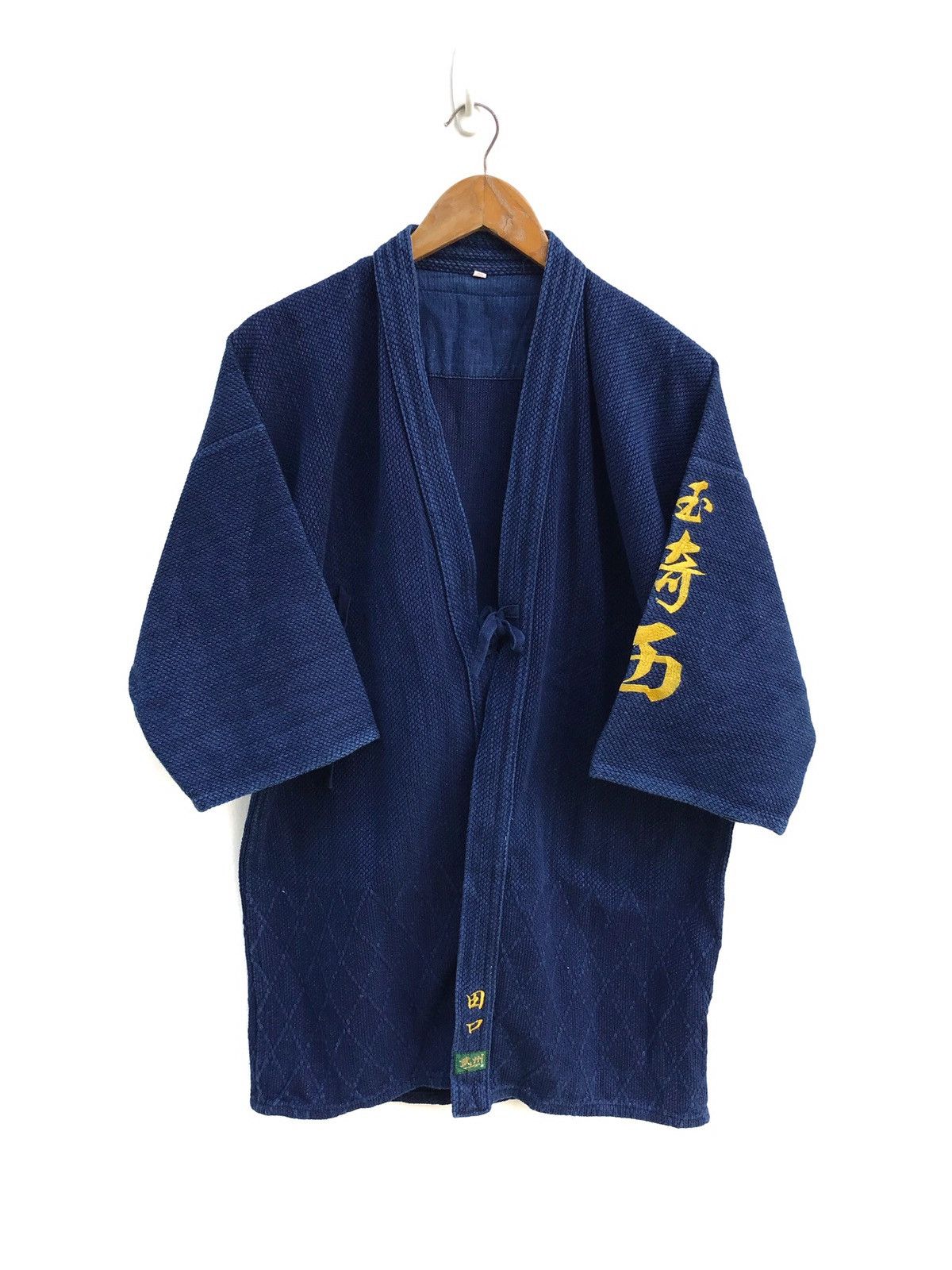 Indigo × Japanese Brand Distressed Indigo Thick Vintage Denim Sanjuro Kimono Jacket Size US M / EU 48-50 / 2 - 1 Thumbnail