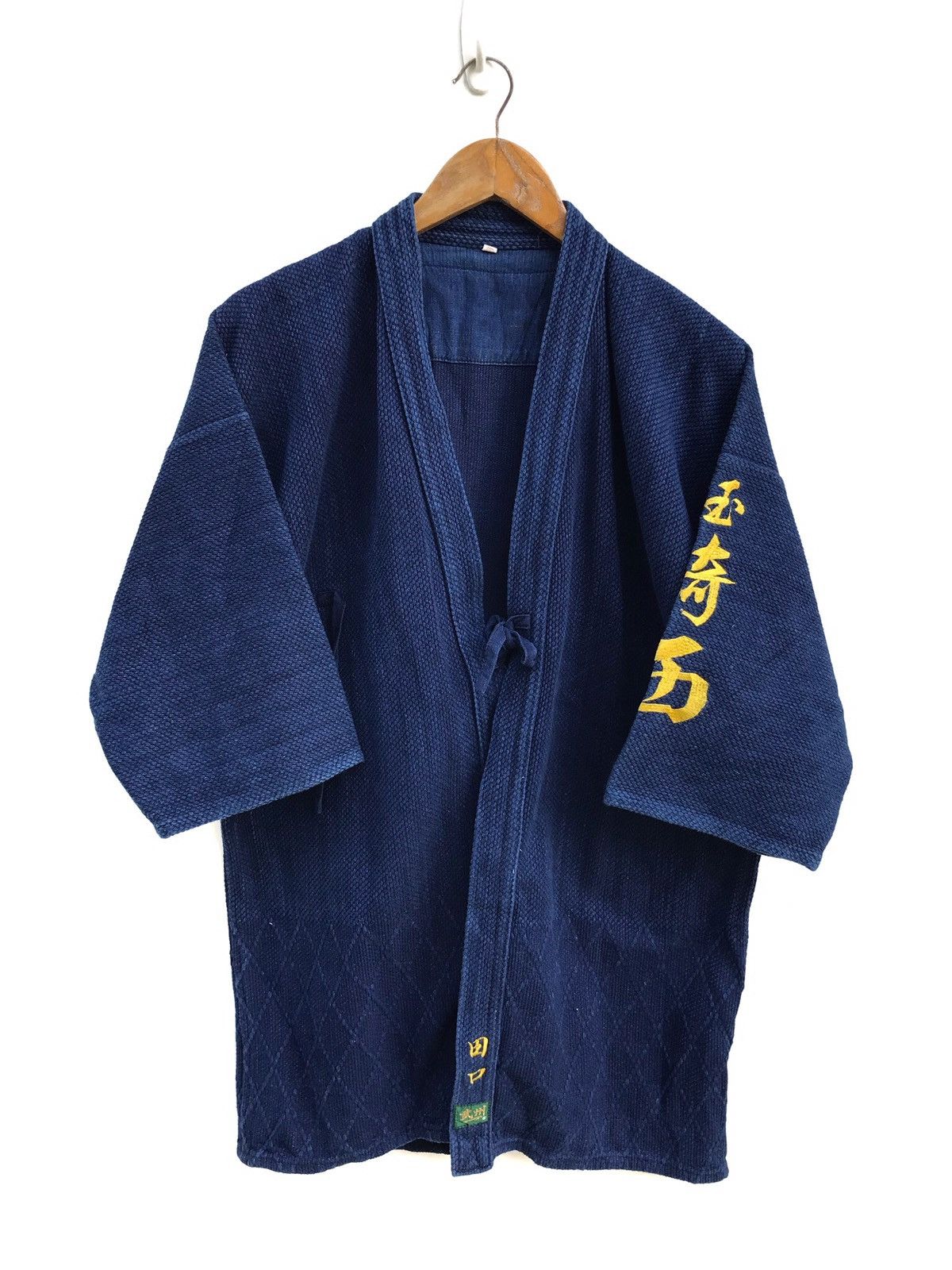 Indigo × Japanese Brand Distressed Indigo Thick Vintage Denim Sanjuro Kimono Jacket Size US M / EU 48-50 / 2 - 2 Thumbnail