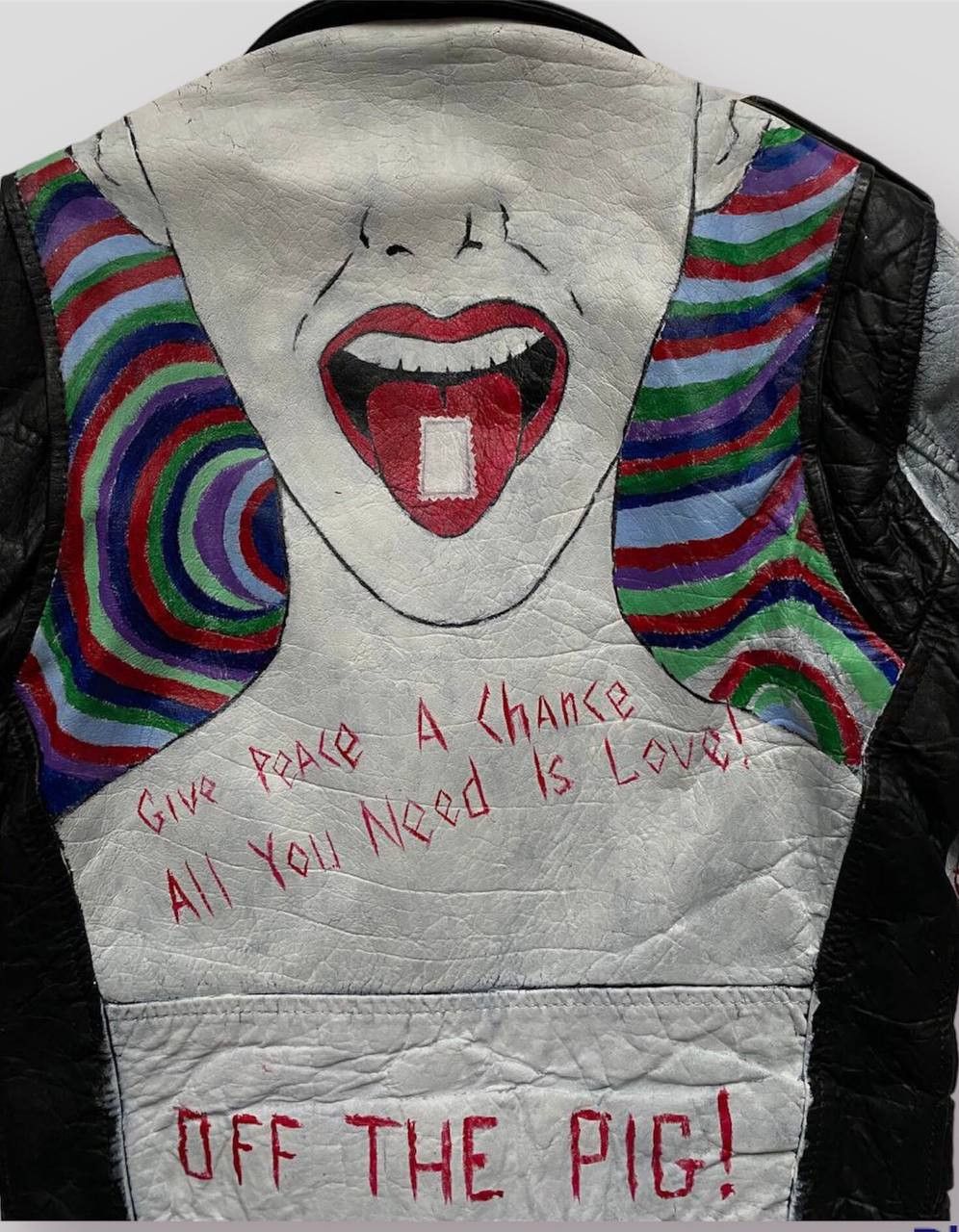 Vintage Vintage Custom Hand Painted Acid Trip Leather Biker Jacket Size US M / EU 48-50 / 2 - 4 Thumbnail