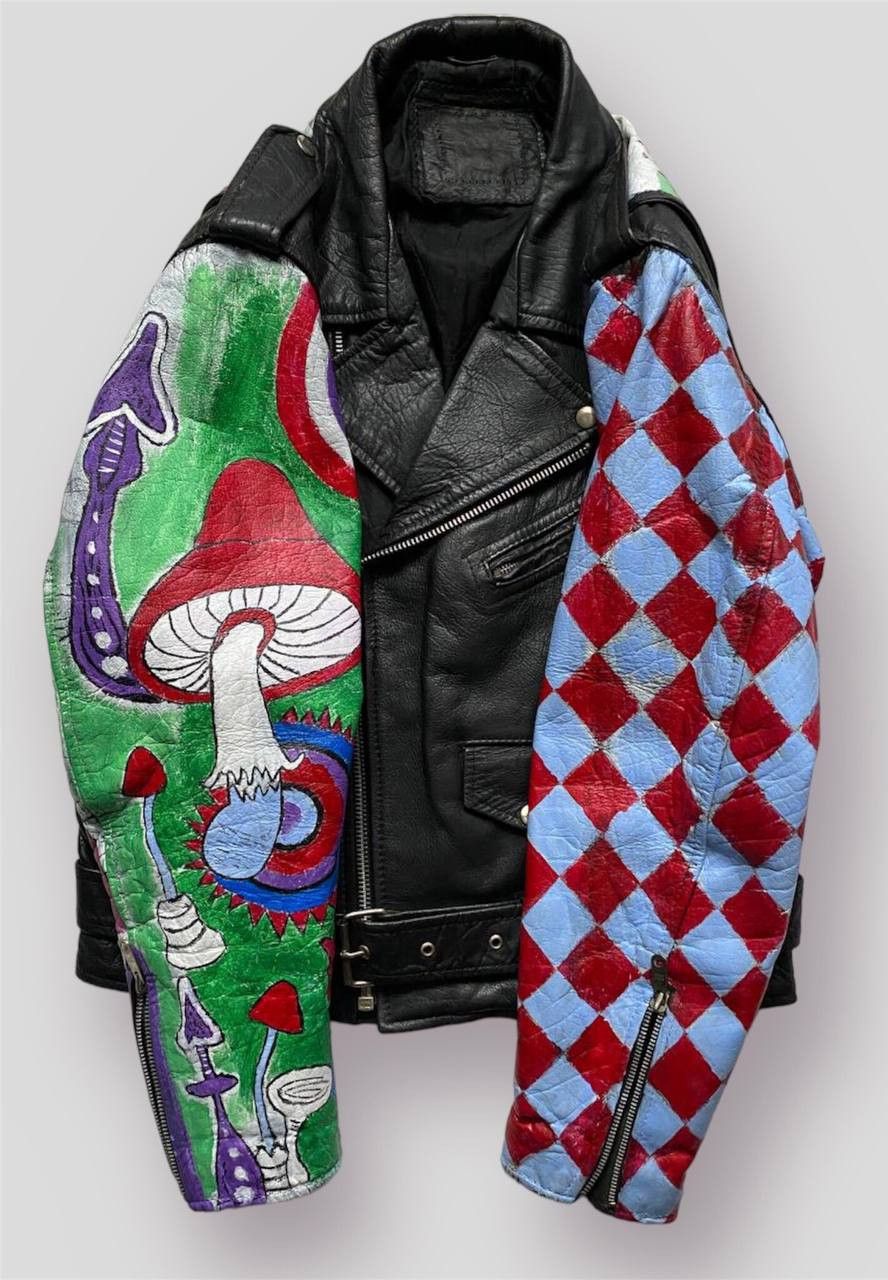 Vintage Vintage Custom Hand Painted Acid Trip Leather Biker Jacket Size US M / EU 48-50 / 2 - 3 Thumbnail