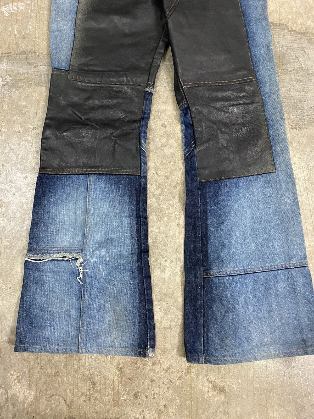 Andrew Mackenzie Vtg AMK Double knee leather Lace Punk flare denim Size US 32 / EU 48 - 10 Thumbnail