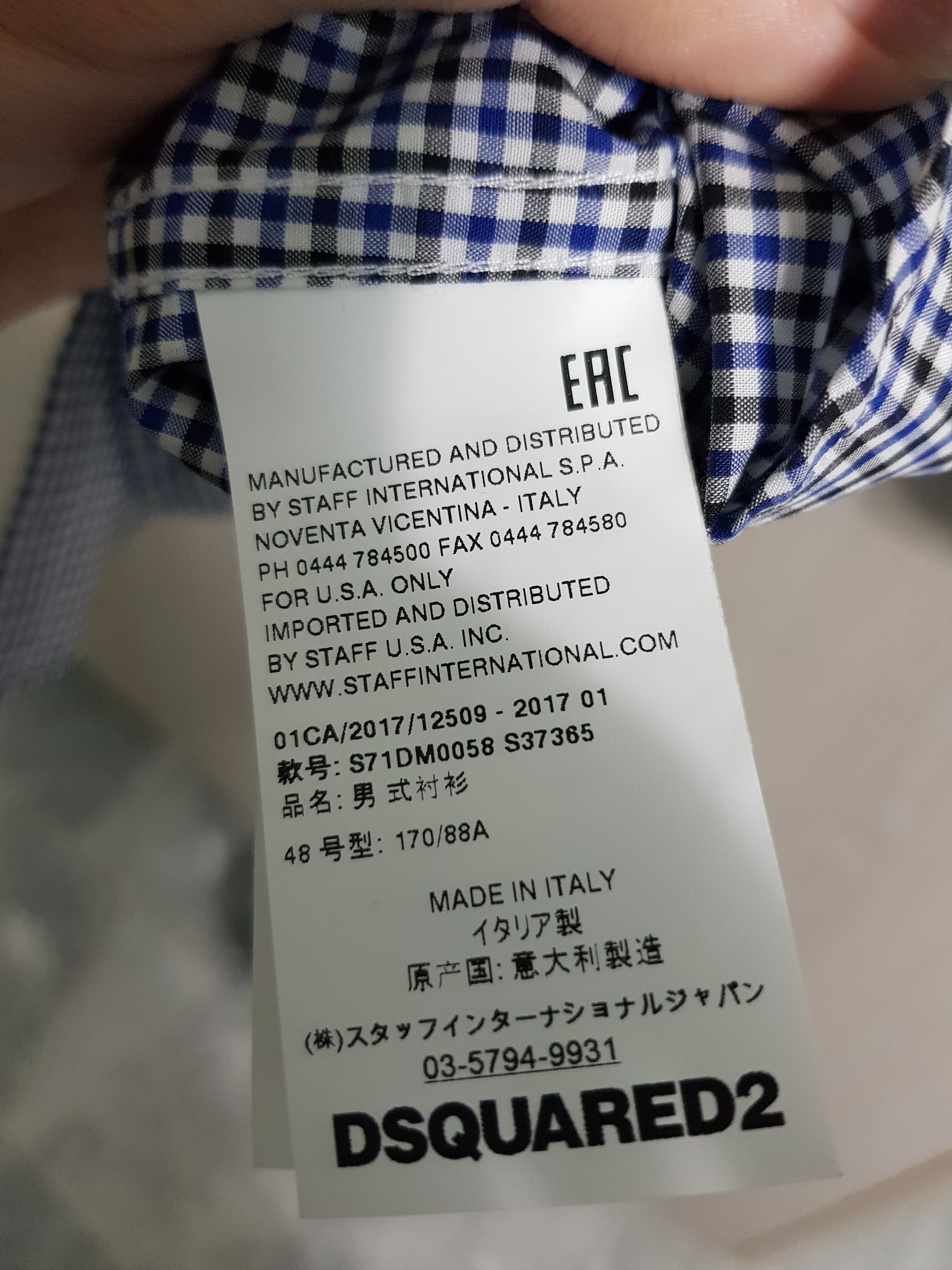 Dsquared2 Blue and Black Gingham Check Shirt Size US M / EU 48-50 / 2 - 7 Thumbnail
