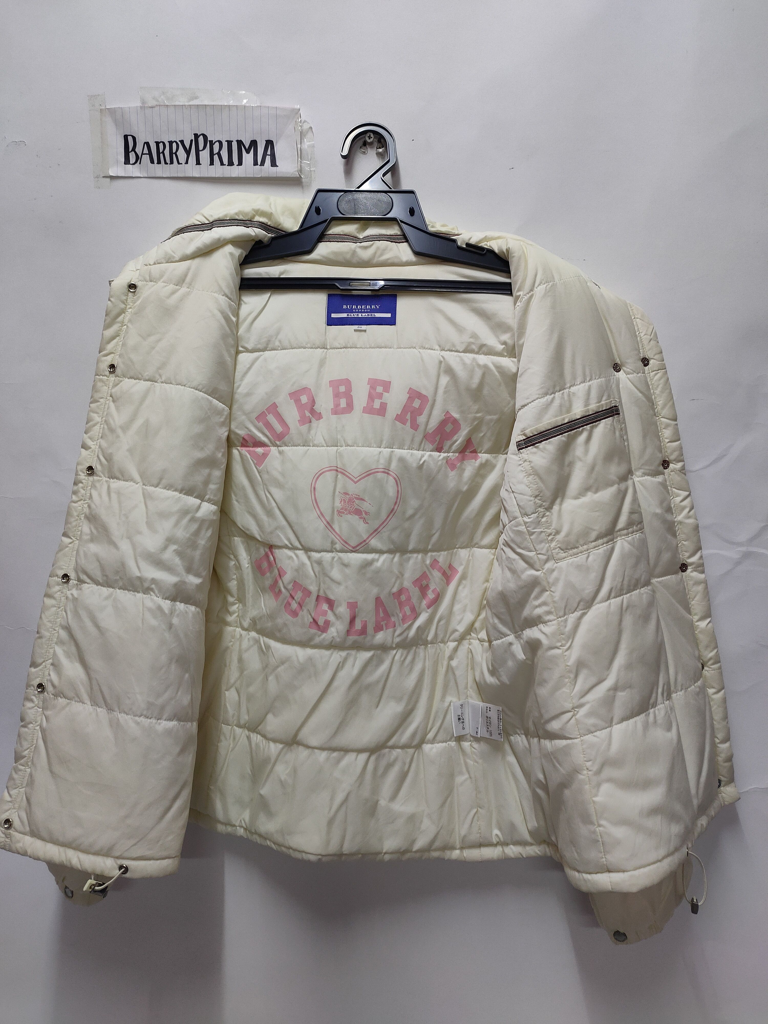 image of Burberry Blue Label Puffer Jacket in White Pearl, Women's (Size Small)