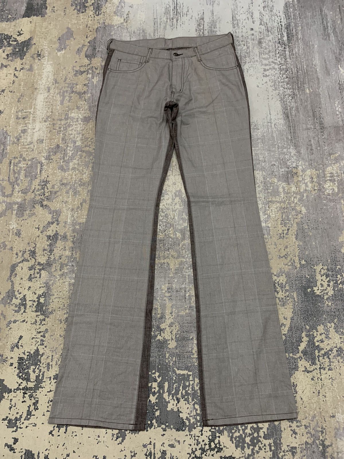 image of 14Th Addiction x If Six Was Nine Flared Abahouse Hybrid Two Tone Pant 30X34 in Plaid, Men's