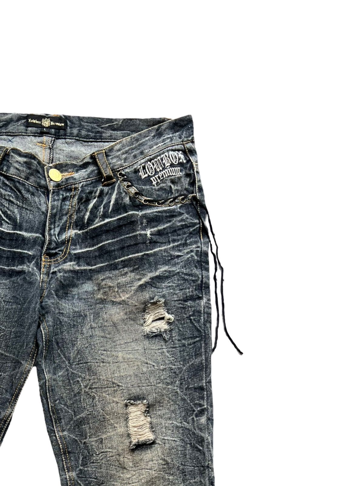 Lowbox Japan Distressed Bondage Flare Mudwash Jeans 34x33