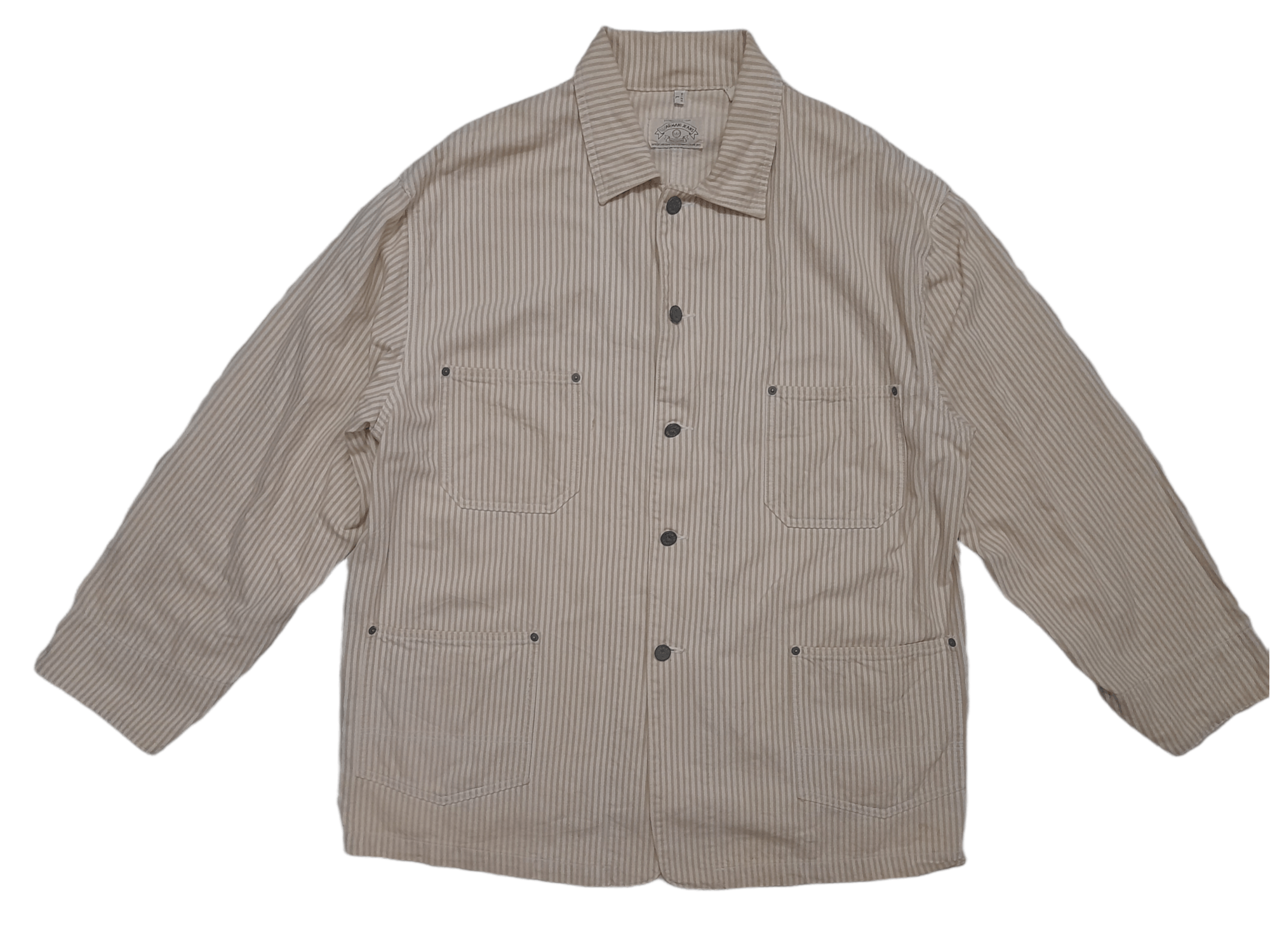 Armani 90s Armani Hickory Stripe Chore Jacket (E315) Size US L / EU 52-54 / 3 - 1 Thumbnail