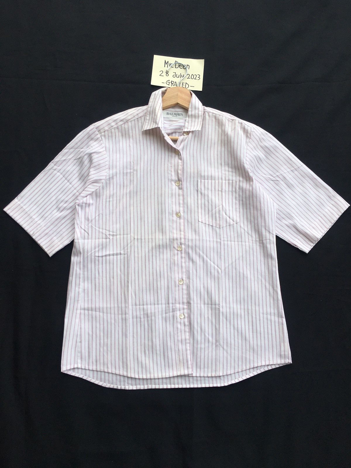 Balmain Vintage 90s Balmain Paris Stripes Buttons Shirt Size US M / EU 48-50 / 2 - 1 Thumbnail