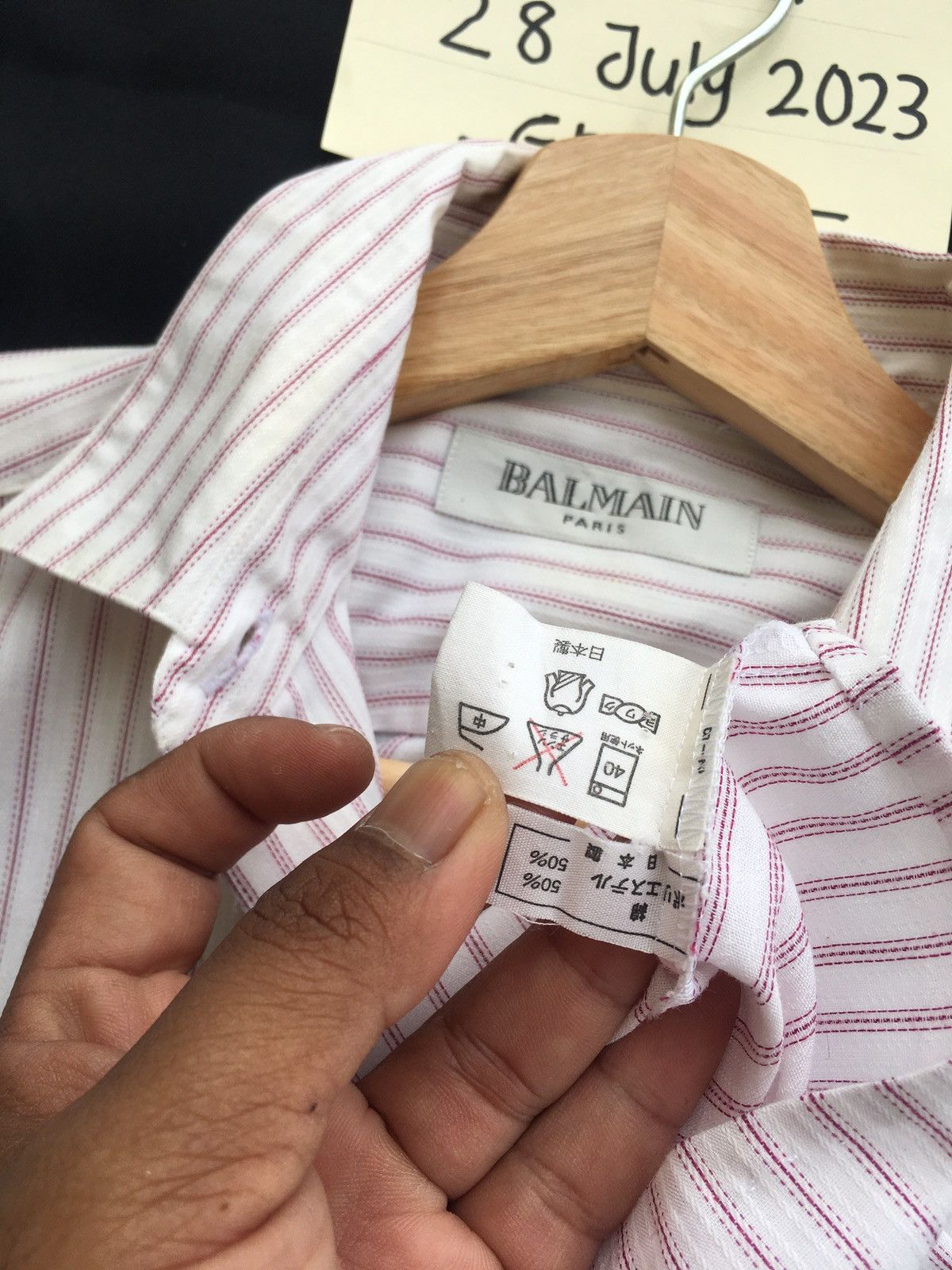 Balmain Vintage 90s Balmain Paris Stripes Buttons Shirt Size US M / EU 48-50 / 2 - 9 Thumbnail