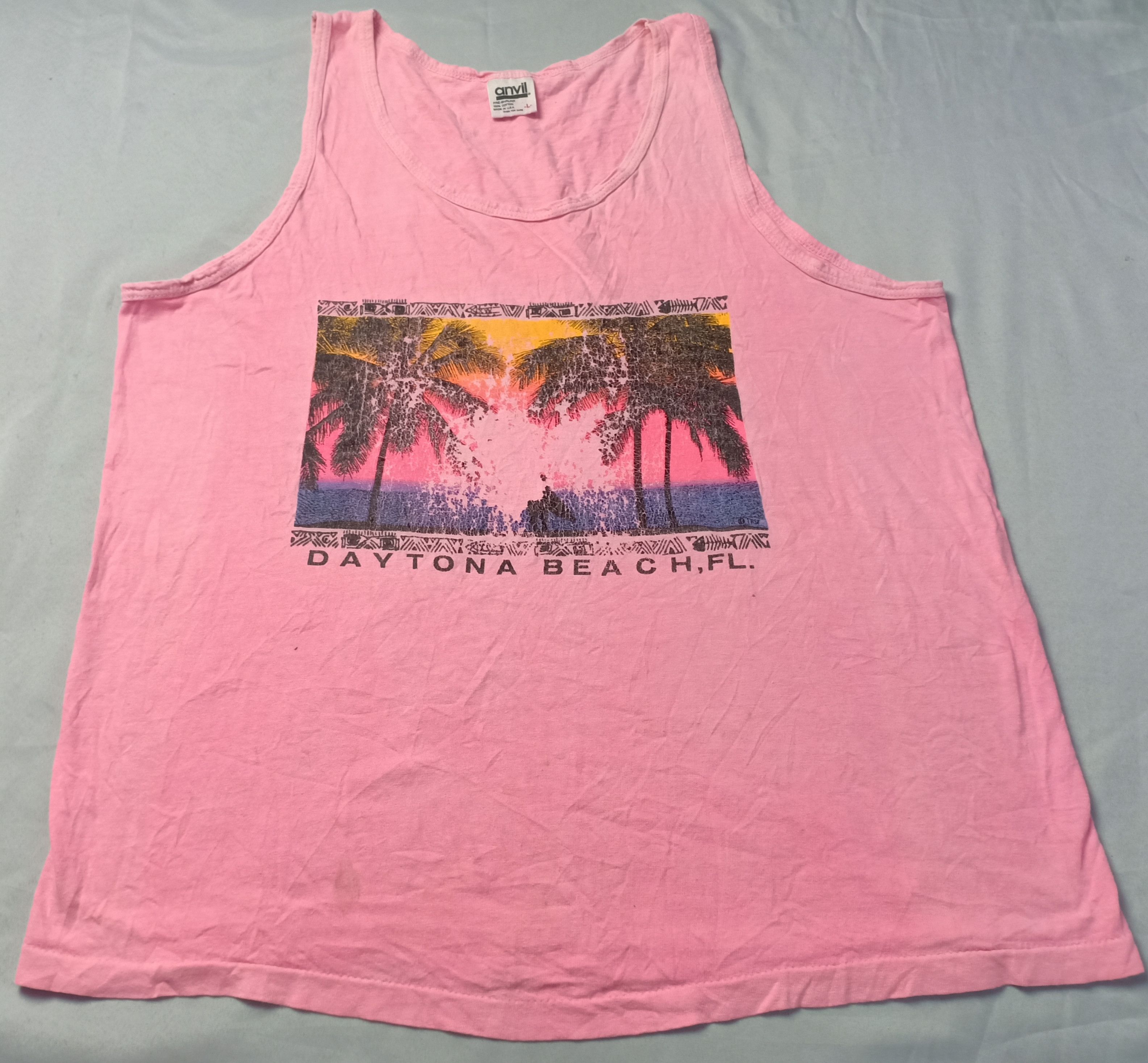 Anvil Vintage Daytona Beach Florida Sleeveless Shirt USA Size US L / EU 52-54 / 3 - 2 Thumbnail