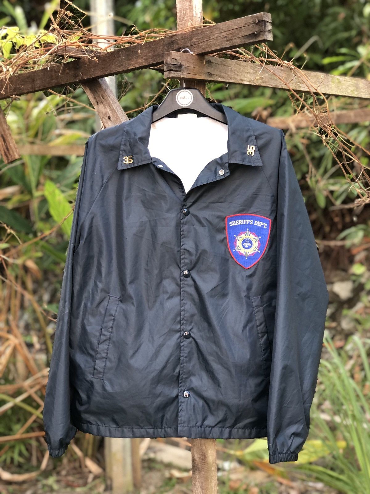 Vintage Vintage 80's Sheriff Snap Front Nylon Coach Jacket Size US XL / EU 56 / 4 - 1 Thumbnail
