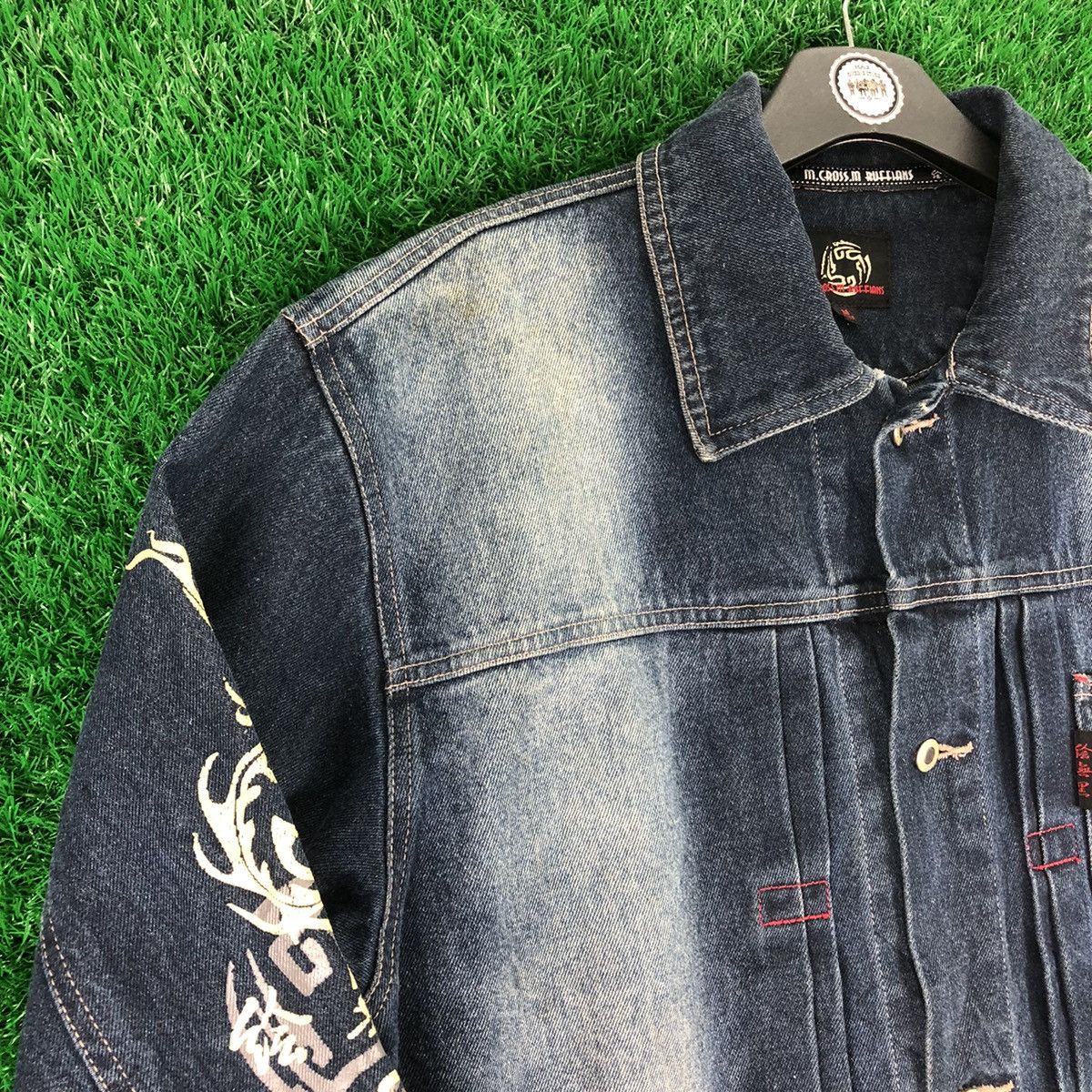 Japanese Brand Vintage Denim Jacket Single Pocket by M.Cross.M Ruffians Size US XL / EU 56 / 4 - 2 Thumbnail