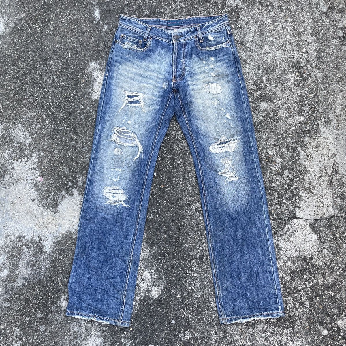 Japanese Brand Vintage Unbranded Patchwork Distressed Denim Jeans Size US 31 - 1 Thumbnail