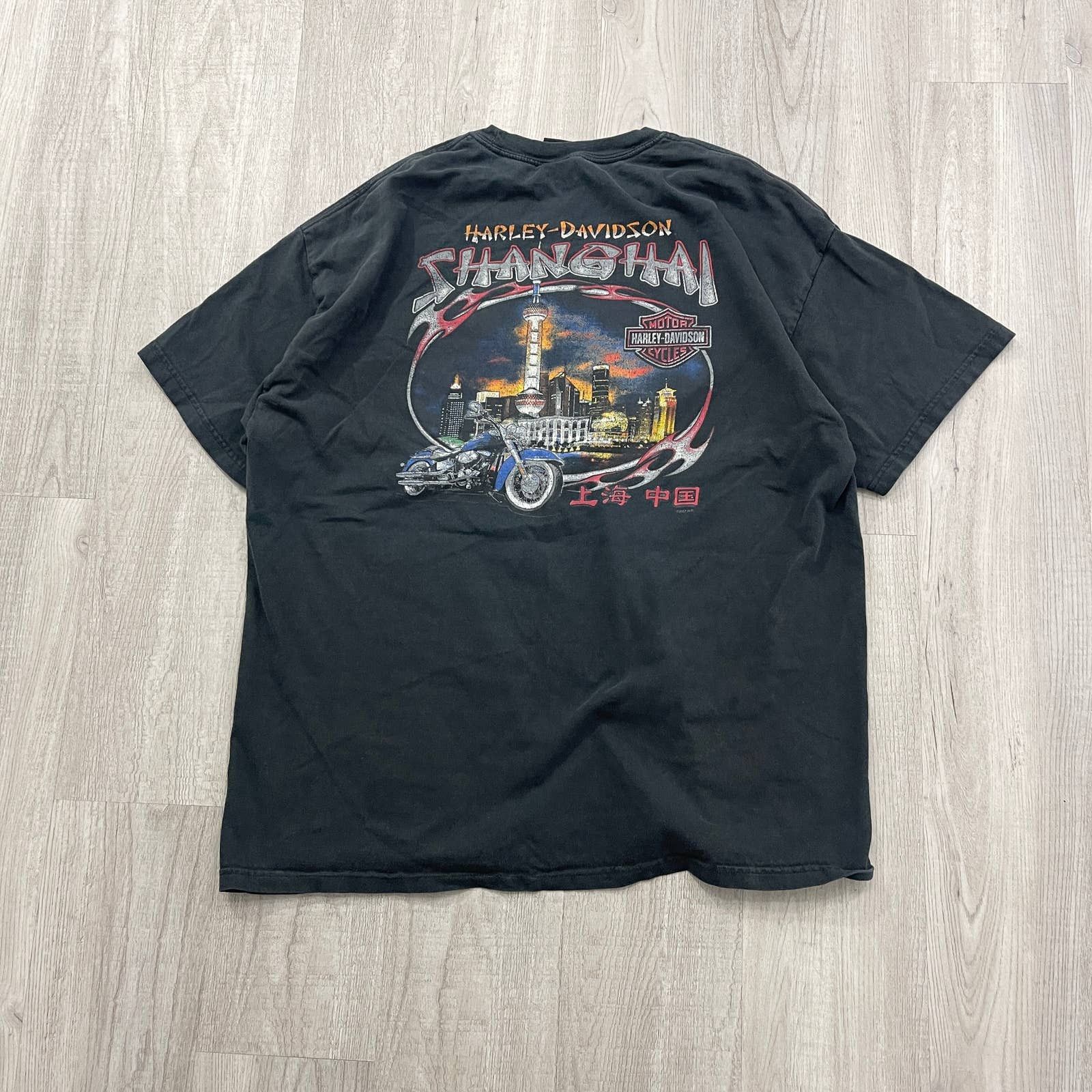 Harley Davidson VINTAGE Y2K Harley Davidson Shanghai Biker Motorcycle Shirt Size US XL / EU 56 / 4 - 1 Thumbnail
