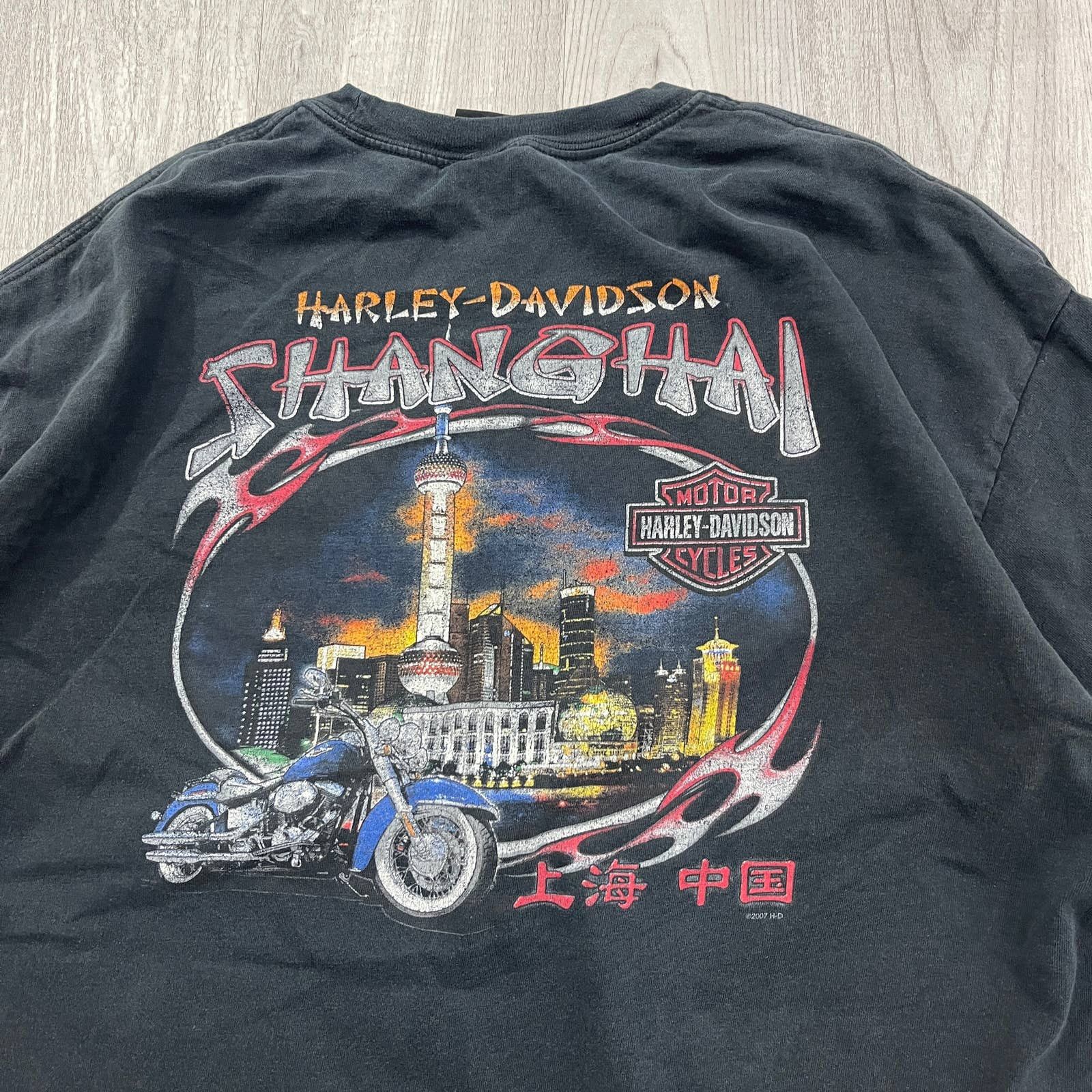 Harley Davidson VINTAGE Y2K Harley Davidson Shanghai Biker Motorcycle Shirt Size US XL / EU 56 / 4 - 5 Thumbnail