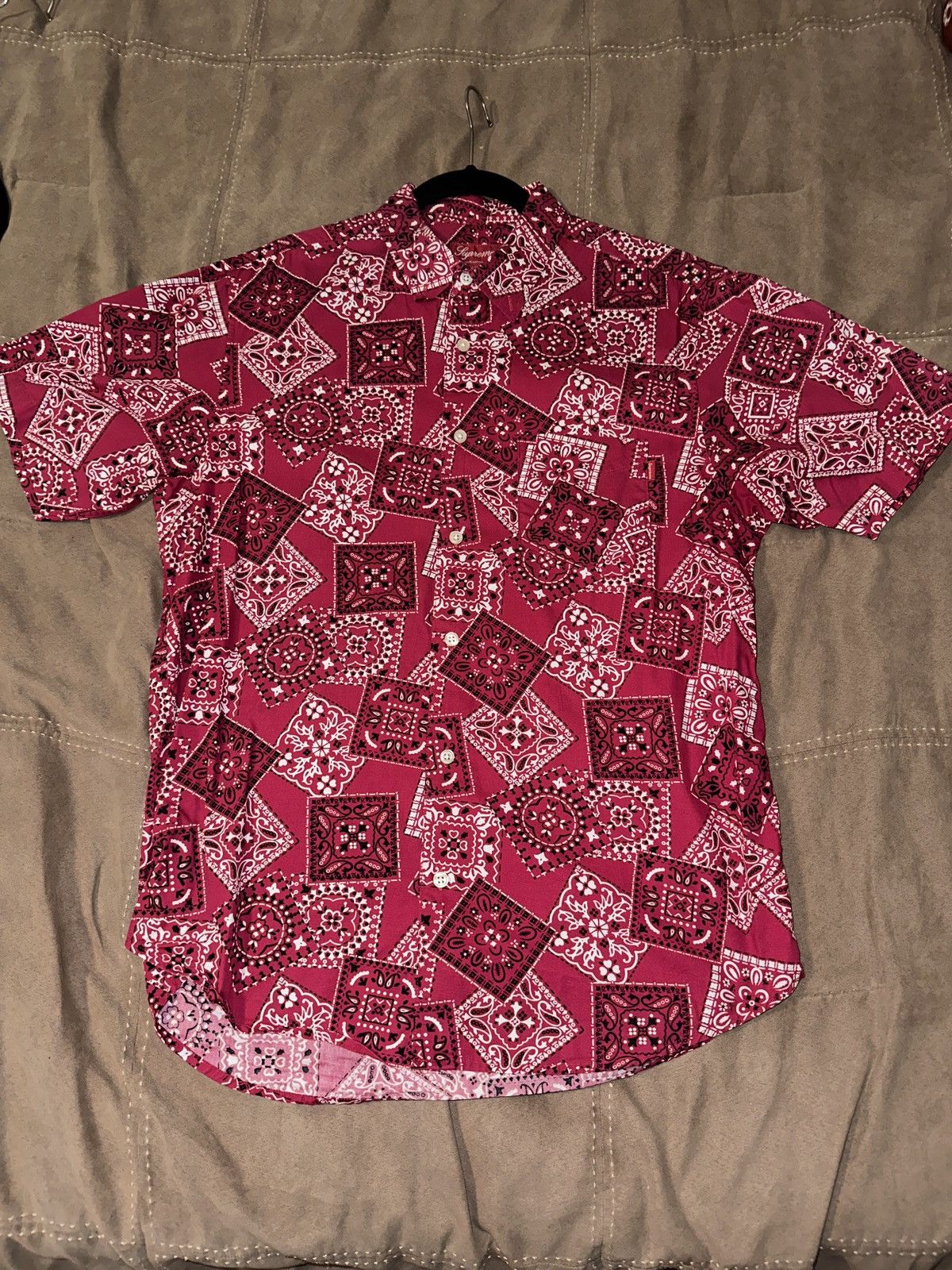 Supreme Red Paisley button up short sleeve