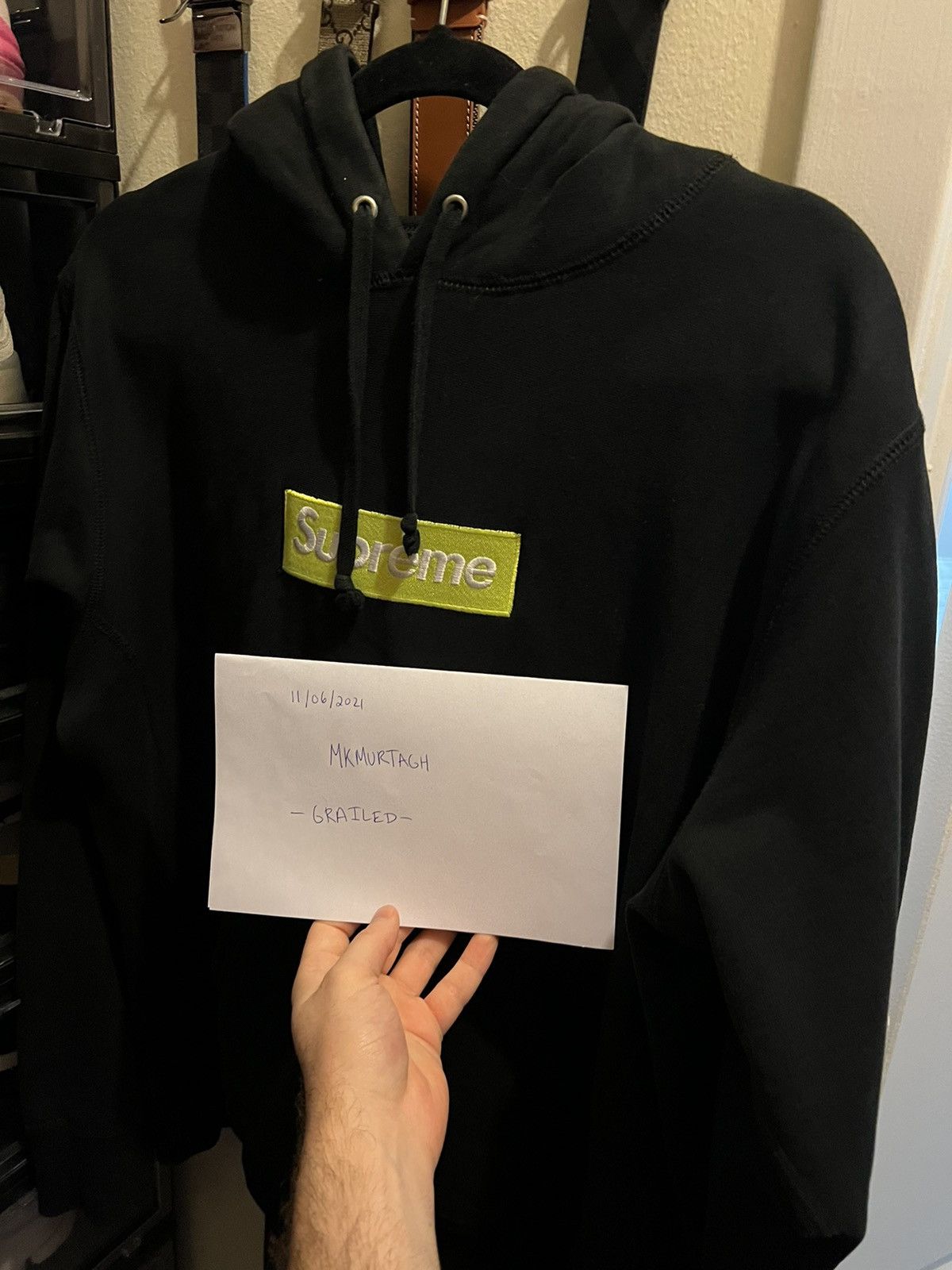 Supreme box logo hoodie cheap black lime