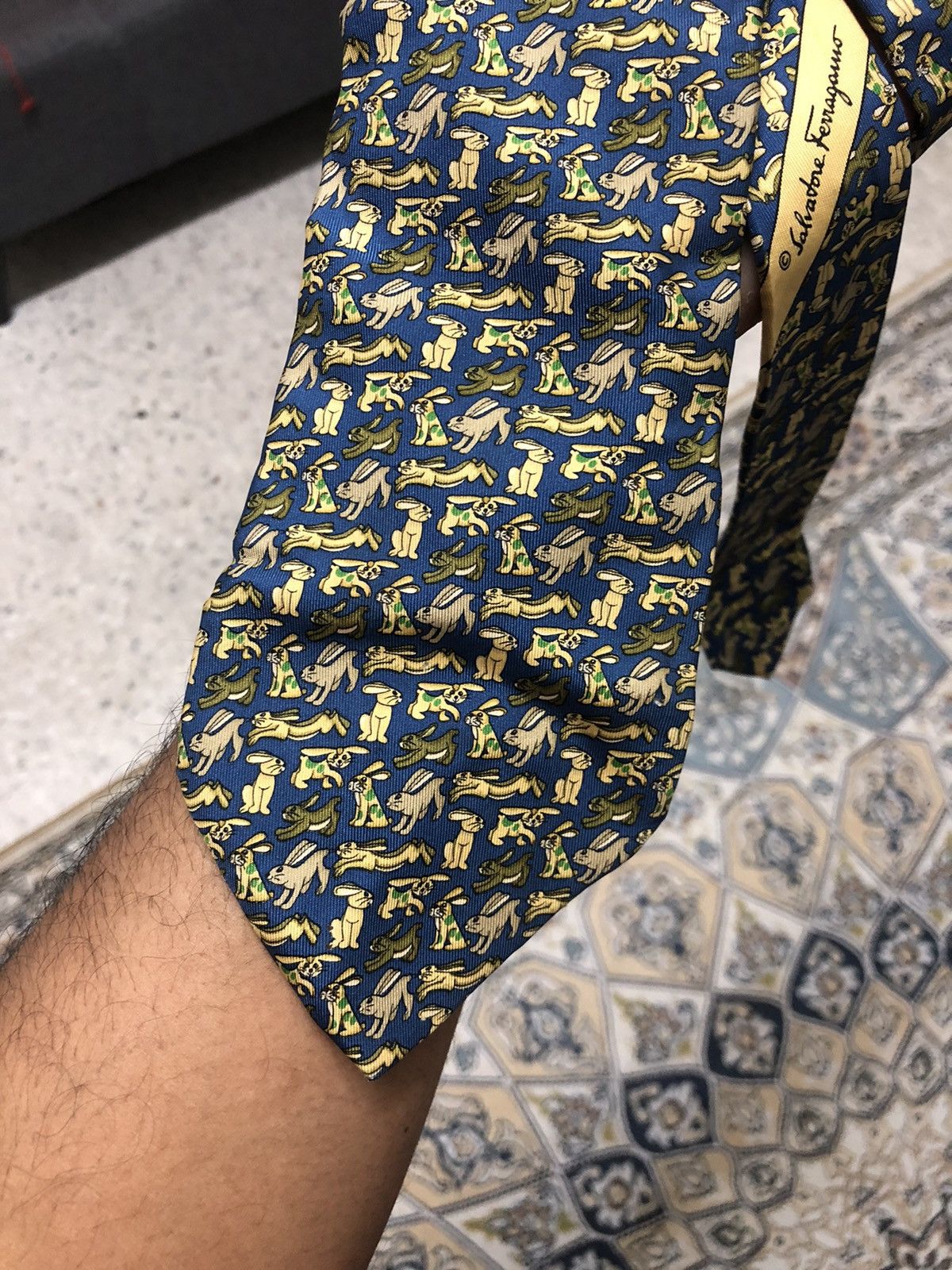 Salvatore Ferragamo Vintage Salvatore Ferragamo Full Printed Rabbit Silk Ties Size ONE SIZE - 4 Thumbnail