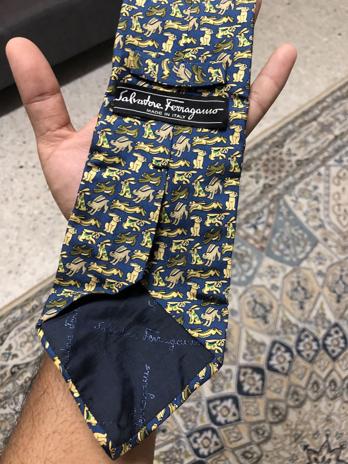 Salvatore Ferragamo Vintage Salvatore Ferragamo Full Printed Rabbit Silk Ties Size ONE SIZE - 8 Thumbnail