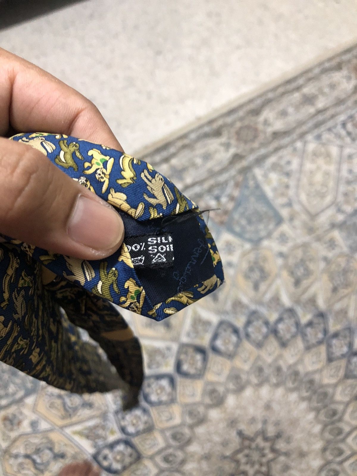 Salvatore Ferragamo Vintage Salvatore Ferragamo Full Printed Rabbit Silk Ties Size ONE SIZE - 10 Thumbnail
