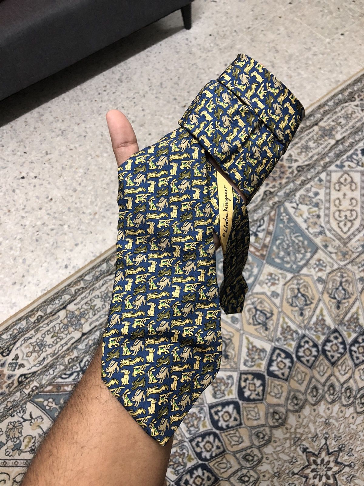 Salvatore Ferragamo Vintage Salvatore Ferragamo Full Printed Rabbit Silk Ties Size ONE SIZE - 2 Thumbnail