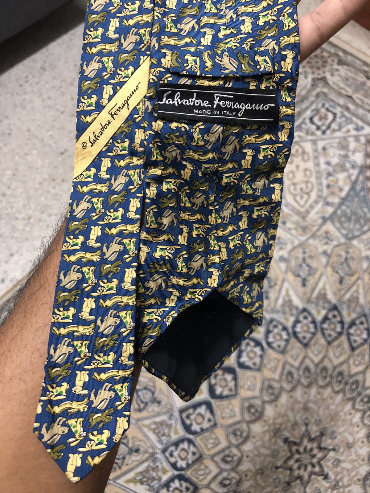Salvatore Ferragamo Vintage Salvatore Ferragamo Full Printed Rabbit Silk Ties Size ONE SIZE - 9 Thumbnail