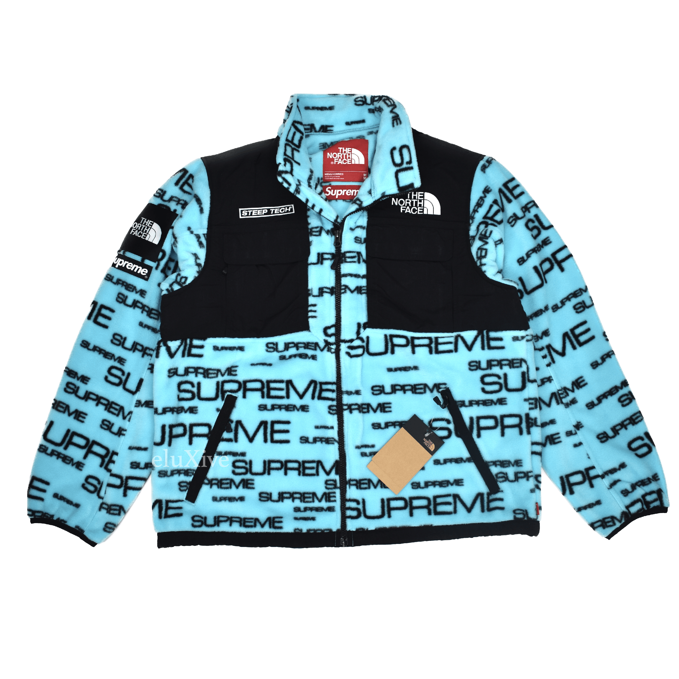 Supreme × The North Face Supreme TNF Steep Tech Allover Logo Fleece Jacket  Aqua DS | Grailed