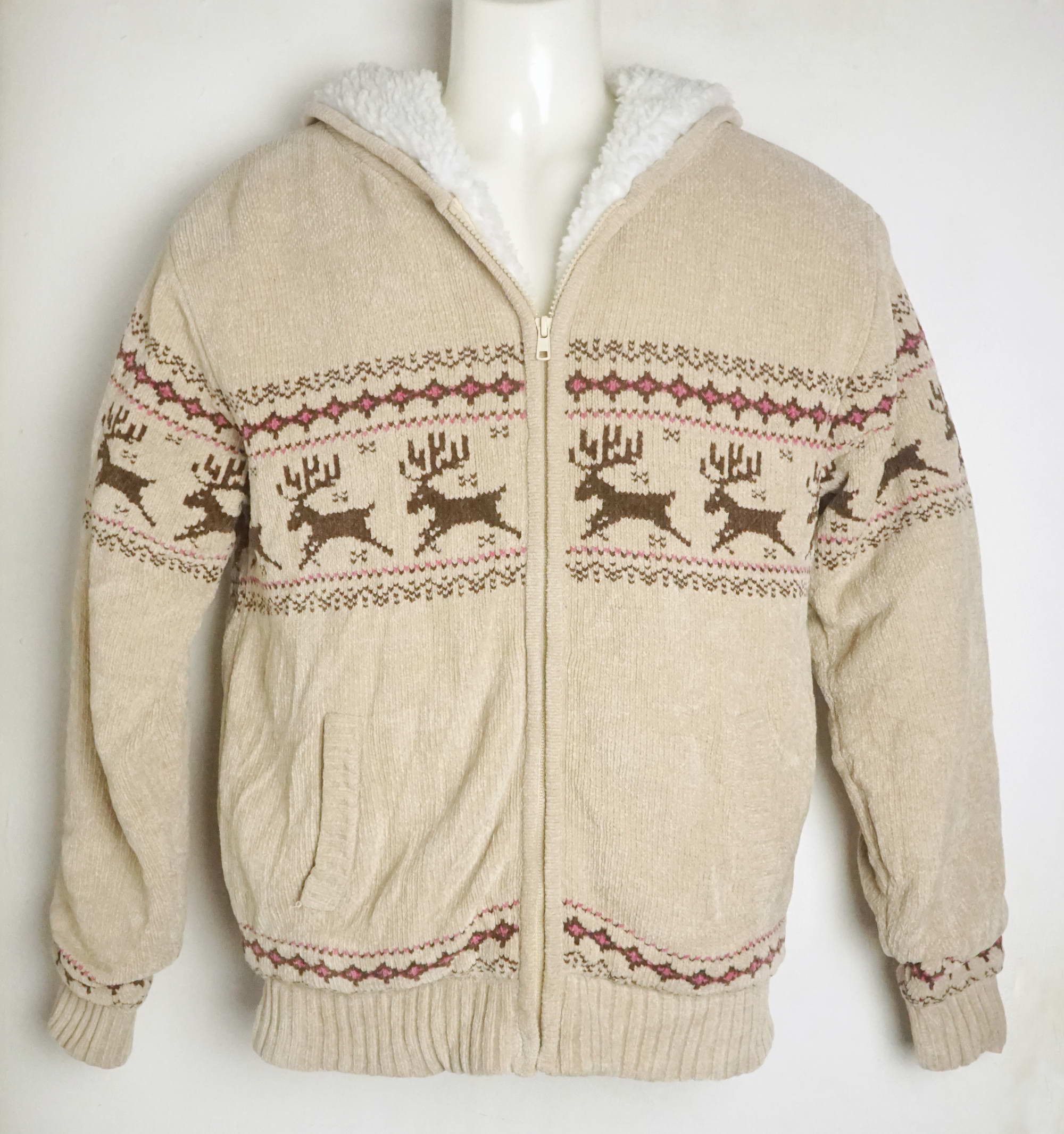 Japanese Brand WALLABY Sherpa Lined Zip Up Hooded Knit Sweater Size US M / EU 48-50 / 2 - 14 Thumbnail