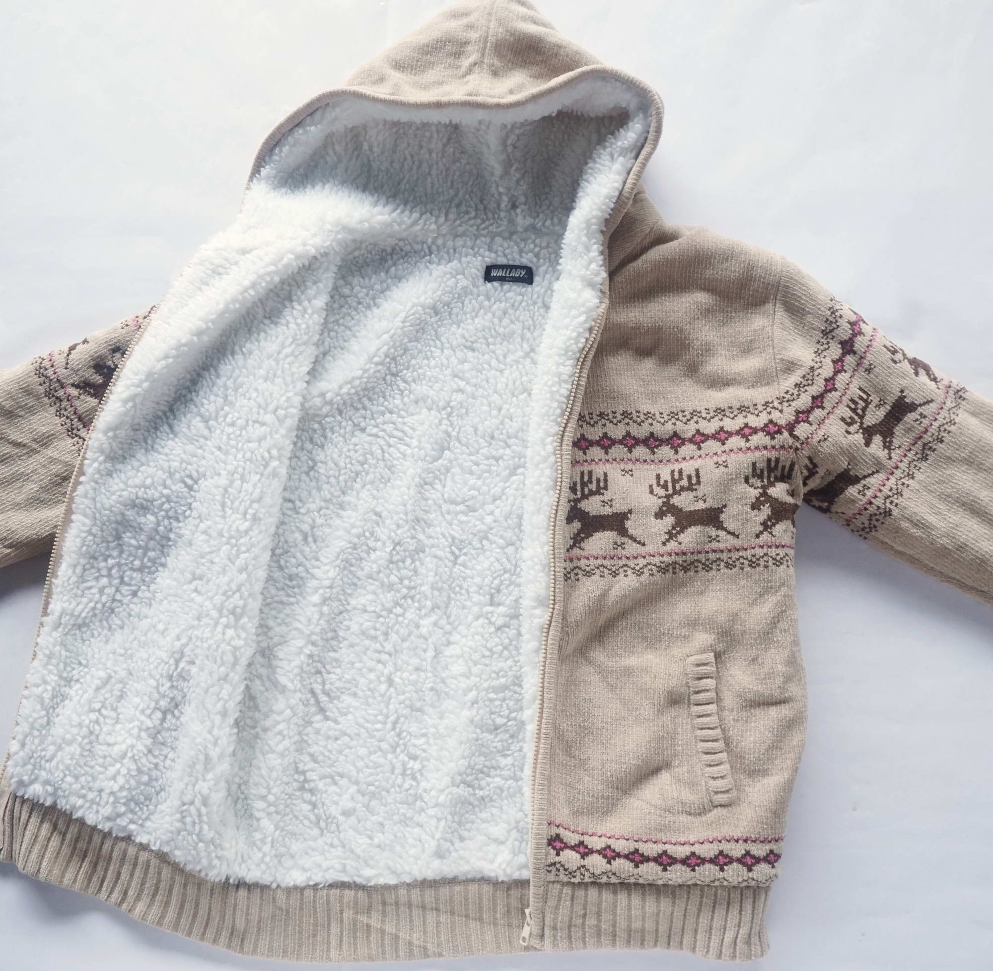 Japanese Brand WALLABY Sherpa Lined Zip Up Hooded Knit Sweater Size US M / EU 48-50 / 2 - 5 Thumbnail
