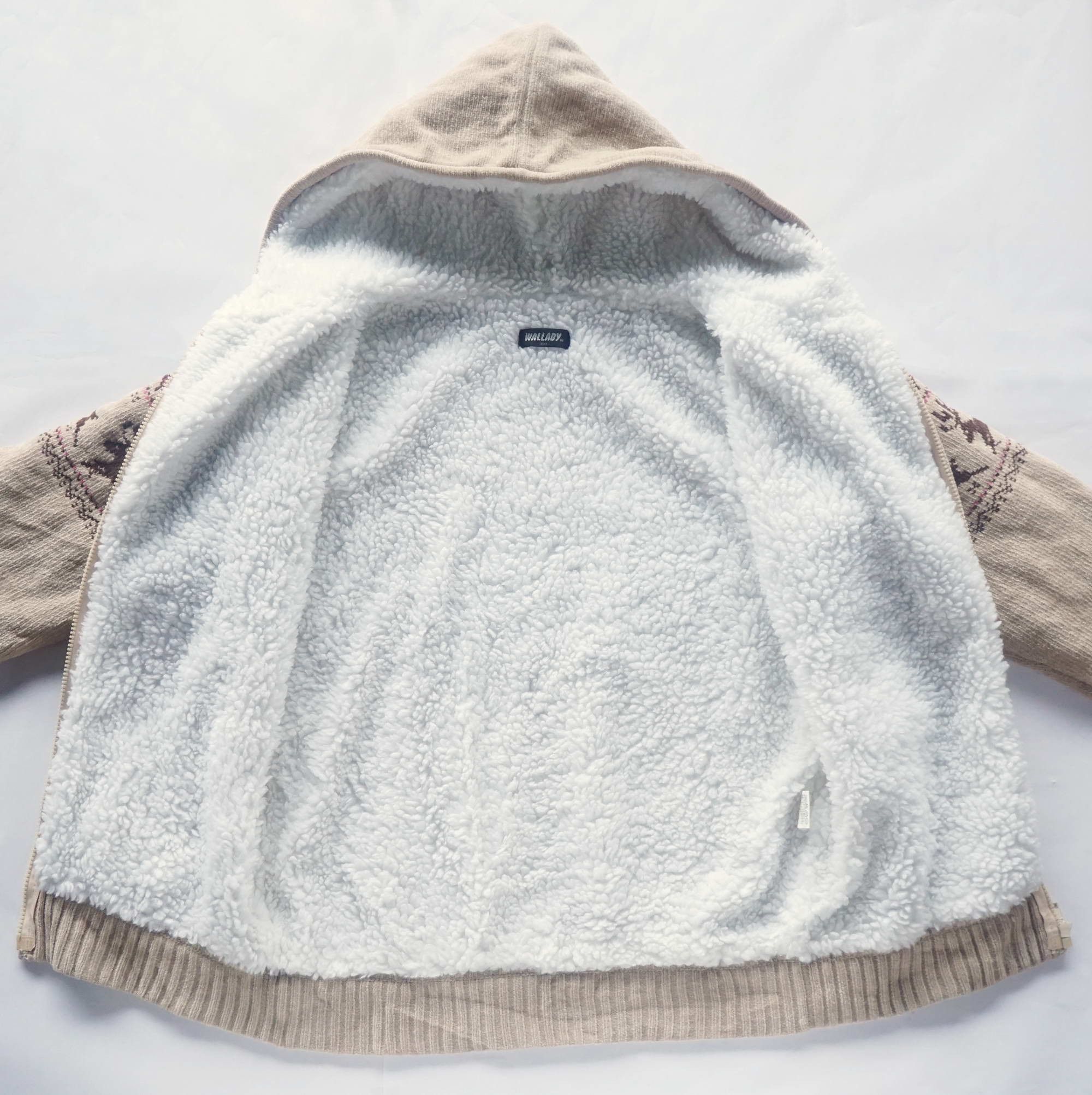 Japanese Brand WALLABY Sherpa Lined Zip Up Hooded Knit Sweater Size US M / EU 48-50 / 2 - 6 Thumbnail