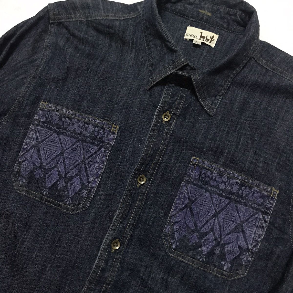 Japan Blue × Japanese Brand × Native Titicaca Double Chest Pocket Light Denim Shirt Size US L / EU 52-54 / 3 - 4 Thumbnail